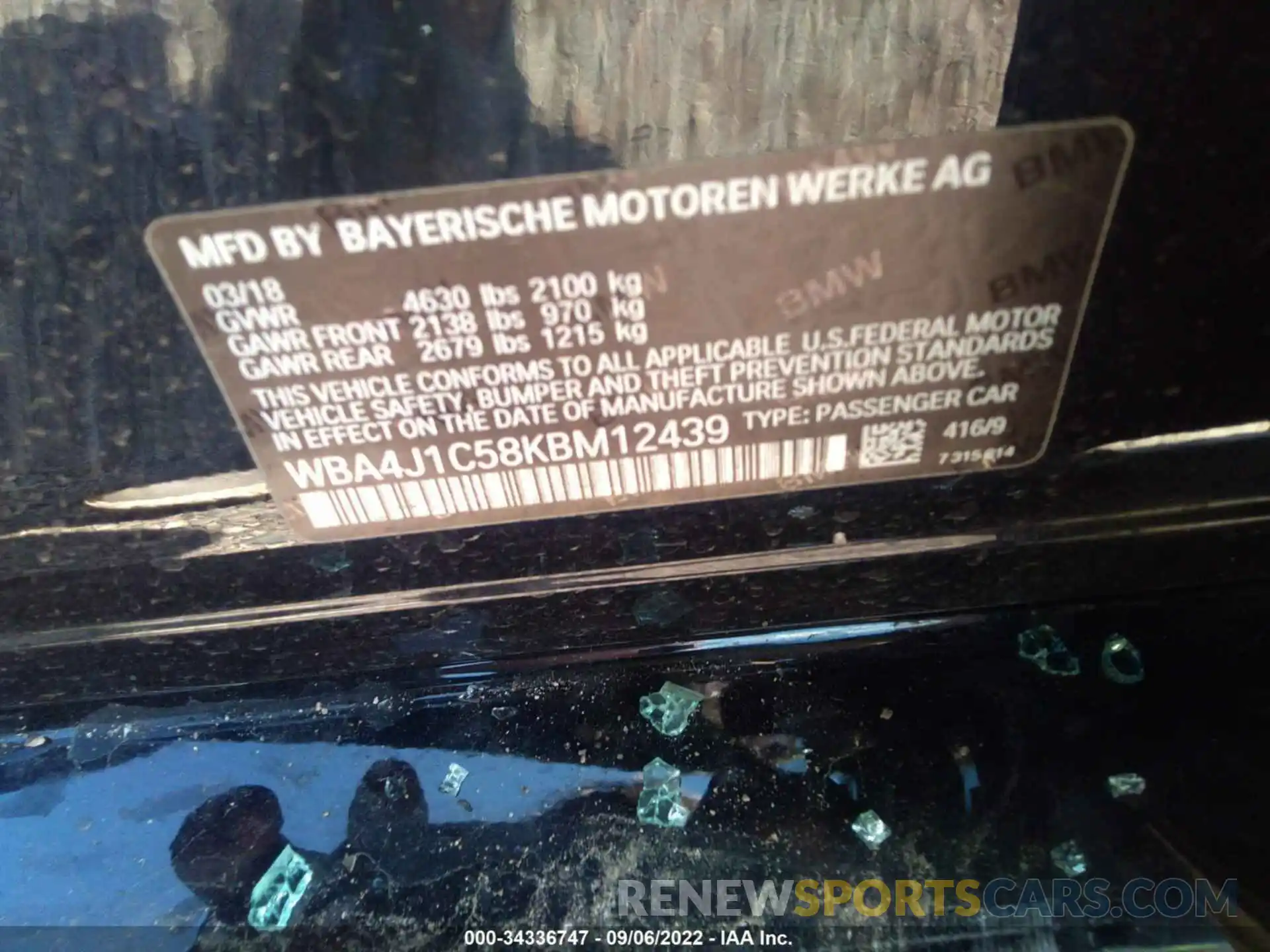 9 Photograph of a damaged car WBA4J1C58KBM12439 BMW 4 SERIES 2019