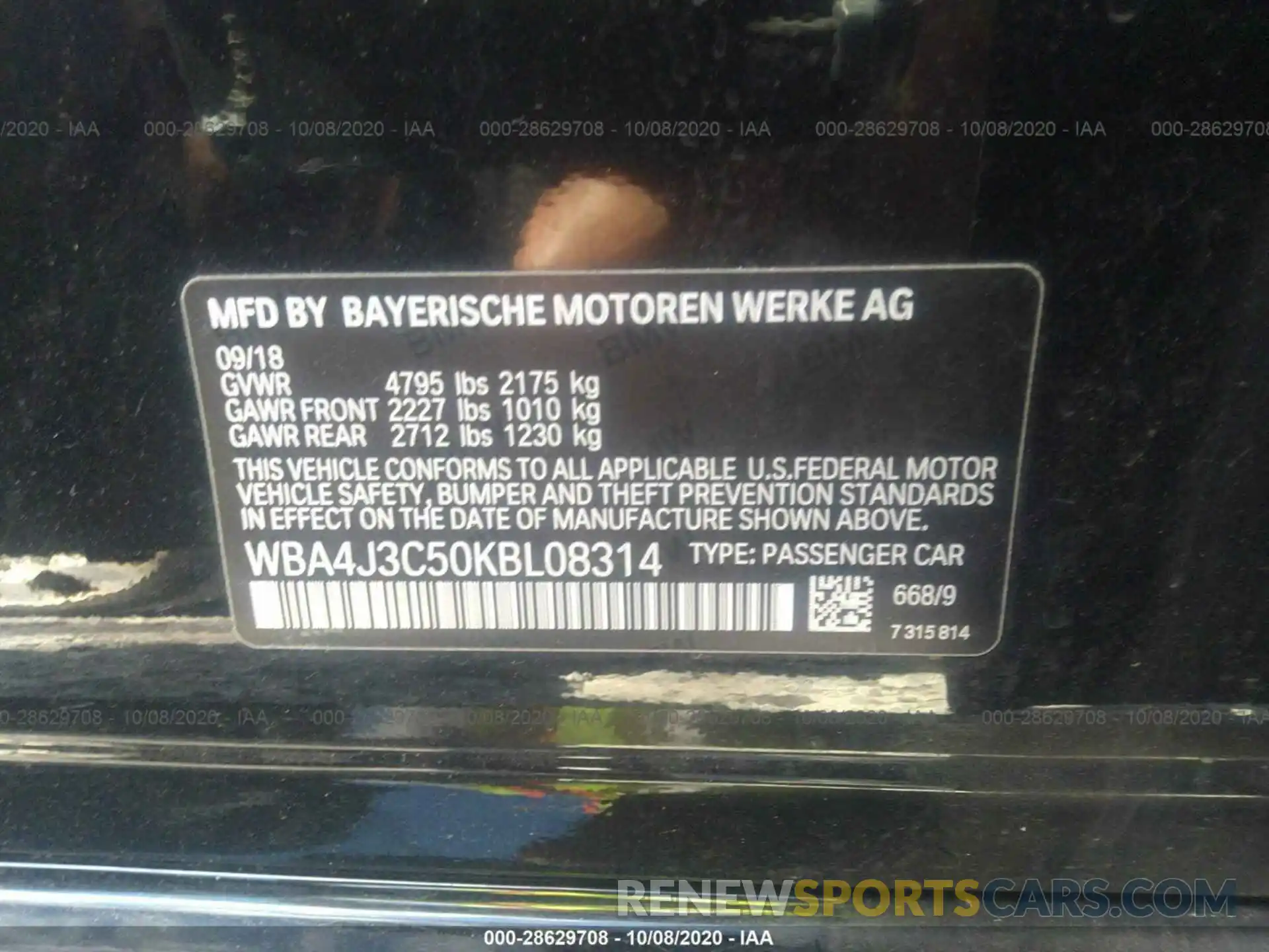 9 Фотография поврежденного автомобиля WBA4J3C50KBL08314 BMW 4 SERIES 2019