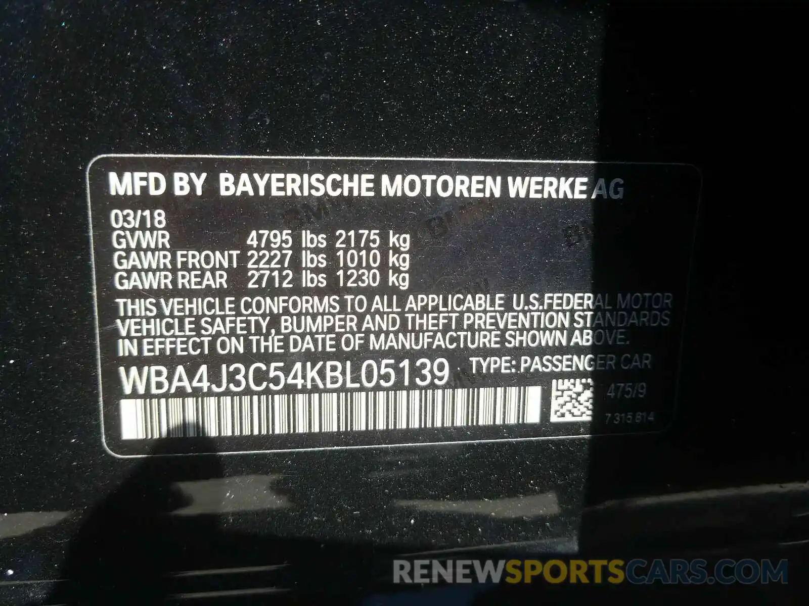 10 Photograph of a damaged car WBA4J3C54KBL05139 BMW 4 SERIES 2019