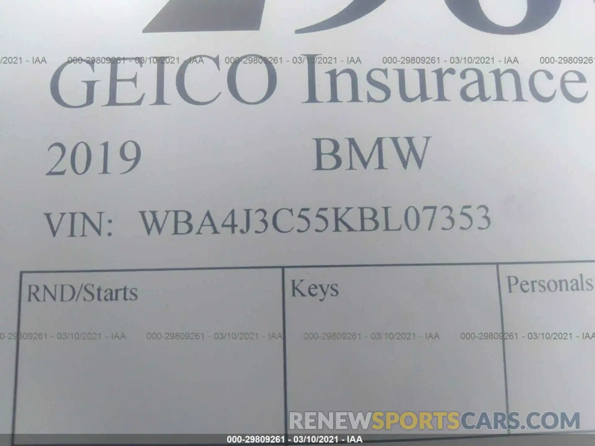 9 Photograph of a damaged car WBA4J3C55KBL07353 BMW 4 SERIES 2019