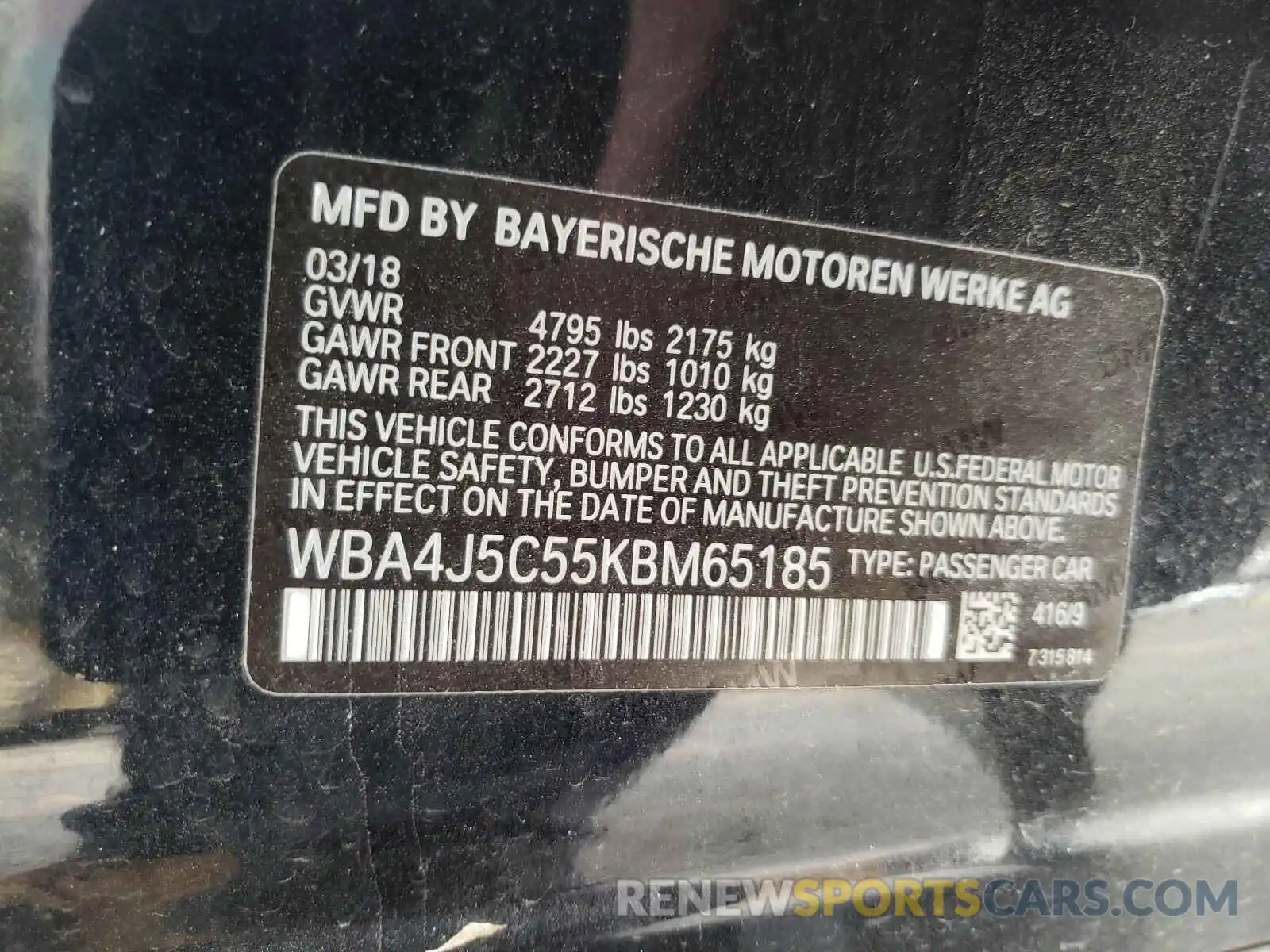 10 Фотография поврежденного автомобиля WBA4J5C55KBM65185 BMW 4 SERIES 2019