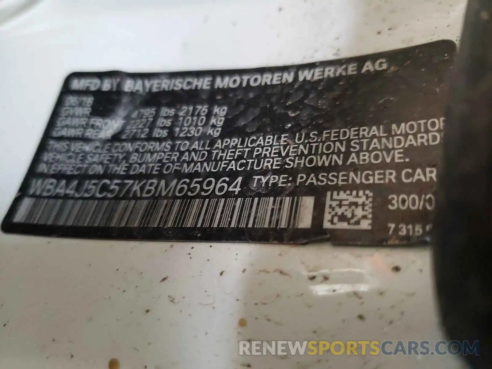 10 Photograph of a damaged car WBA4J5C57KBM65964 BMW 4 SERIES 2019