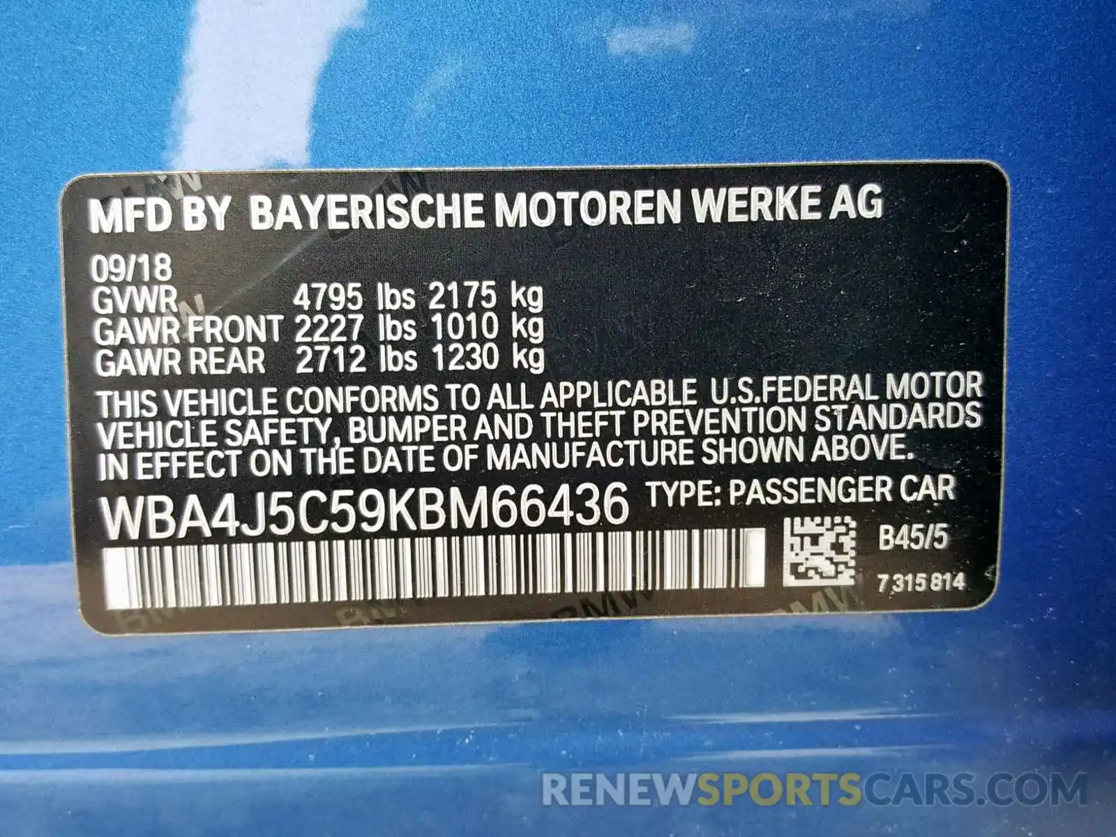 10 Фотография поврежденного автомобиля WBA4J5C59KBM66436 BMW 4 SERIES 2019