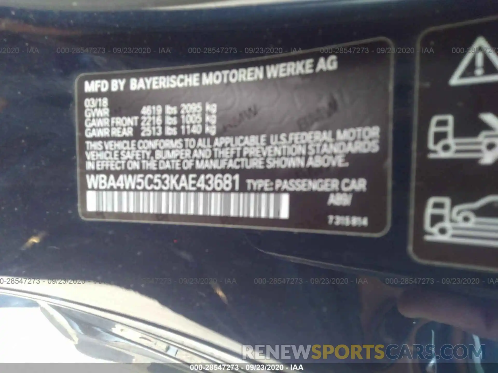 9 Фотография поврежденного автомобиля WBA4W5C53KAE43681 BMW 4 SERIES 2019