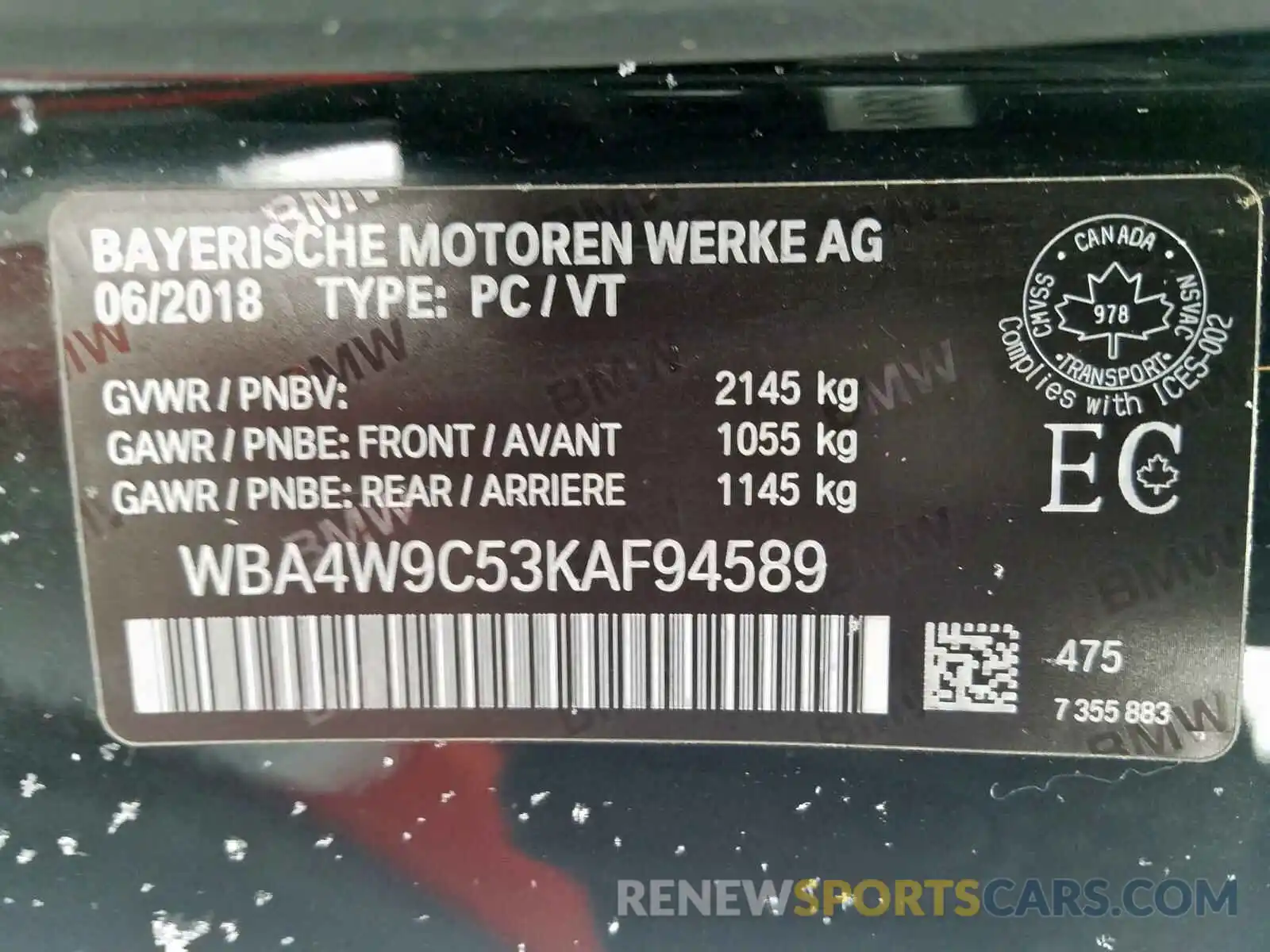 10 Photograph of a damaged car WBA4W9C53KAF94589 BMW 4 SERIES 2019