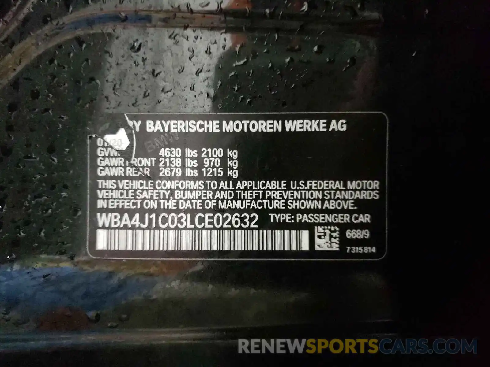 10 Photograph of a damaged car WBA4J1C03LCE02632 BMW 4 SERIES 2020