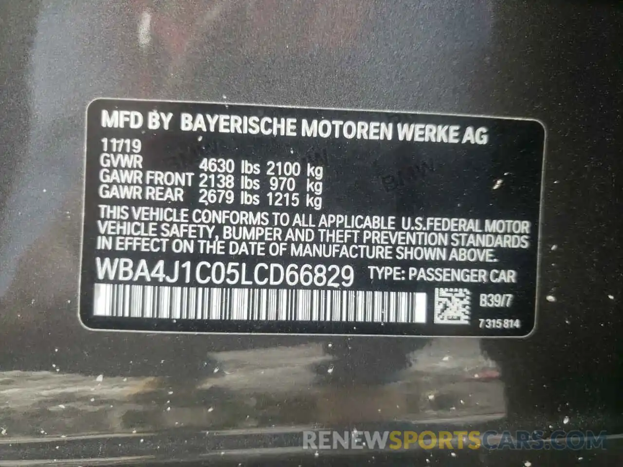 10 Фотография поврежденного автомобиля WBA4J1C05LCD66829 BMW 4 SERIES 2020