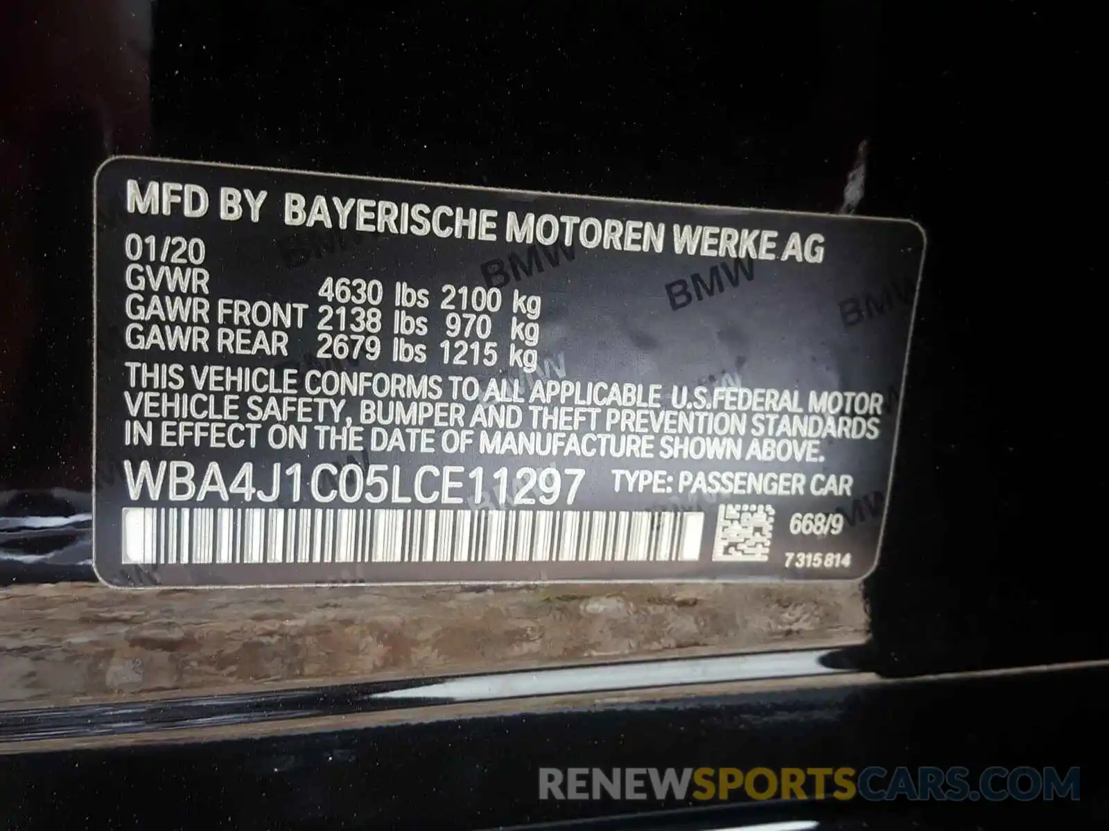 10 Photograph of a damaged car WBA4J1C05LCE11297 BMW 4 SERIES 2020