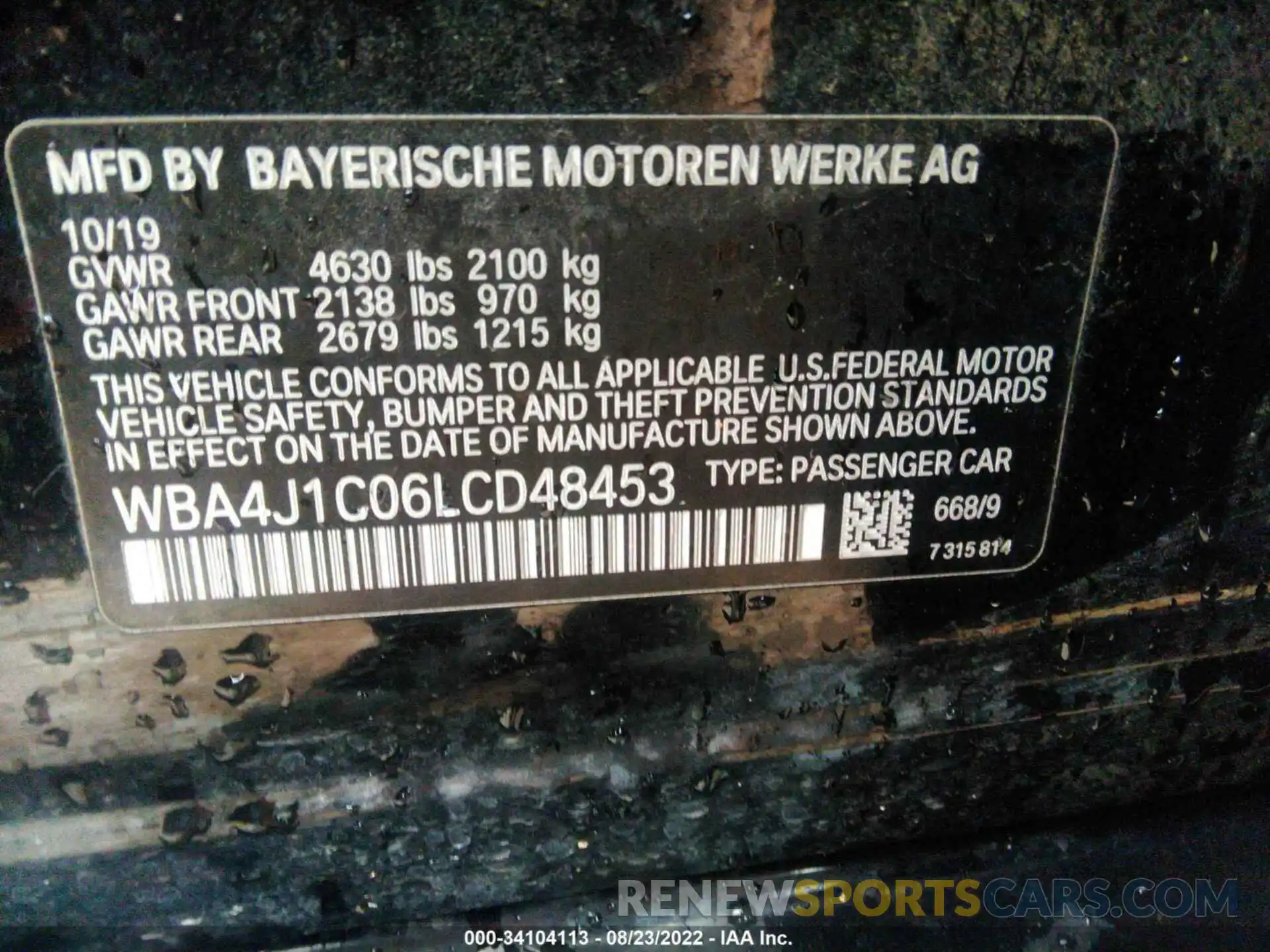 9 Фотография поврежденного автомобиля WBA4J1C06LCD48453 BMW 4 SERIES 2020