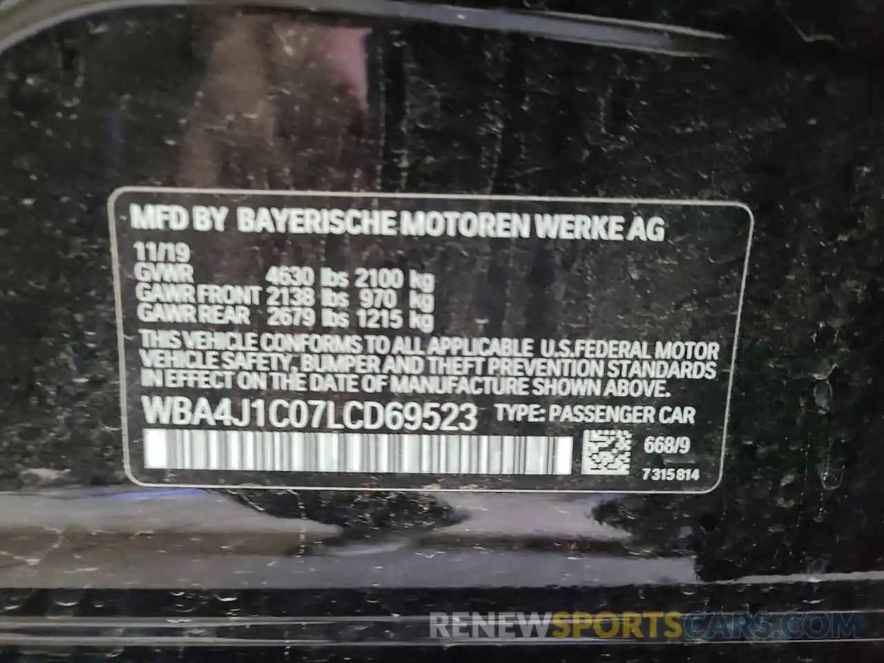 10 Фотография поврежденного автомобиля WBA4J1C07LCD69523 BMW 4 SERIES 2020