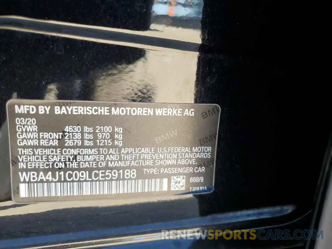 12 Photograph of a damaged car WBA4J1C09LCE59188 BMW 4 SERIES 2020
