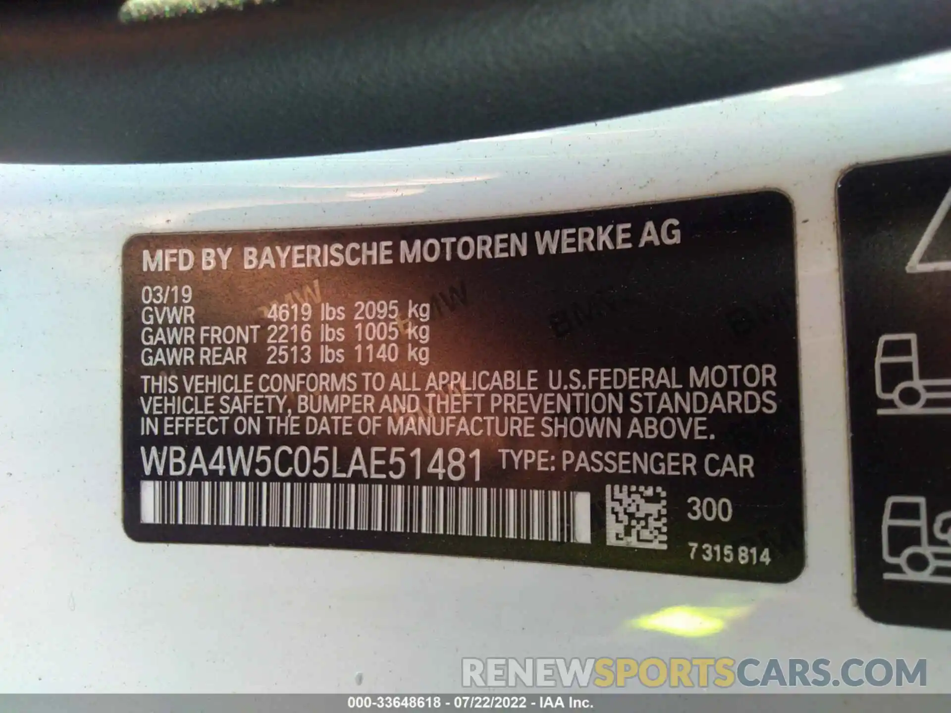 9 Фотография поврежденного автомобиля WBA4W5C05LAE51481 BMW 4 SERIES 2020