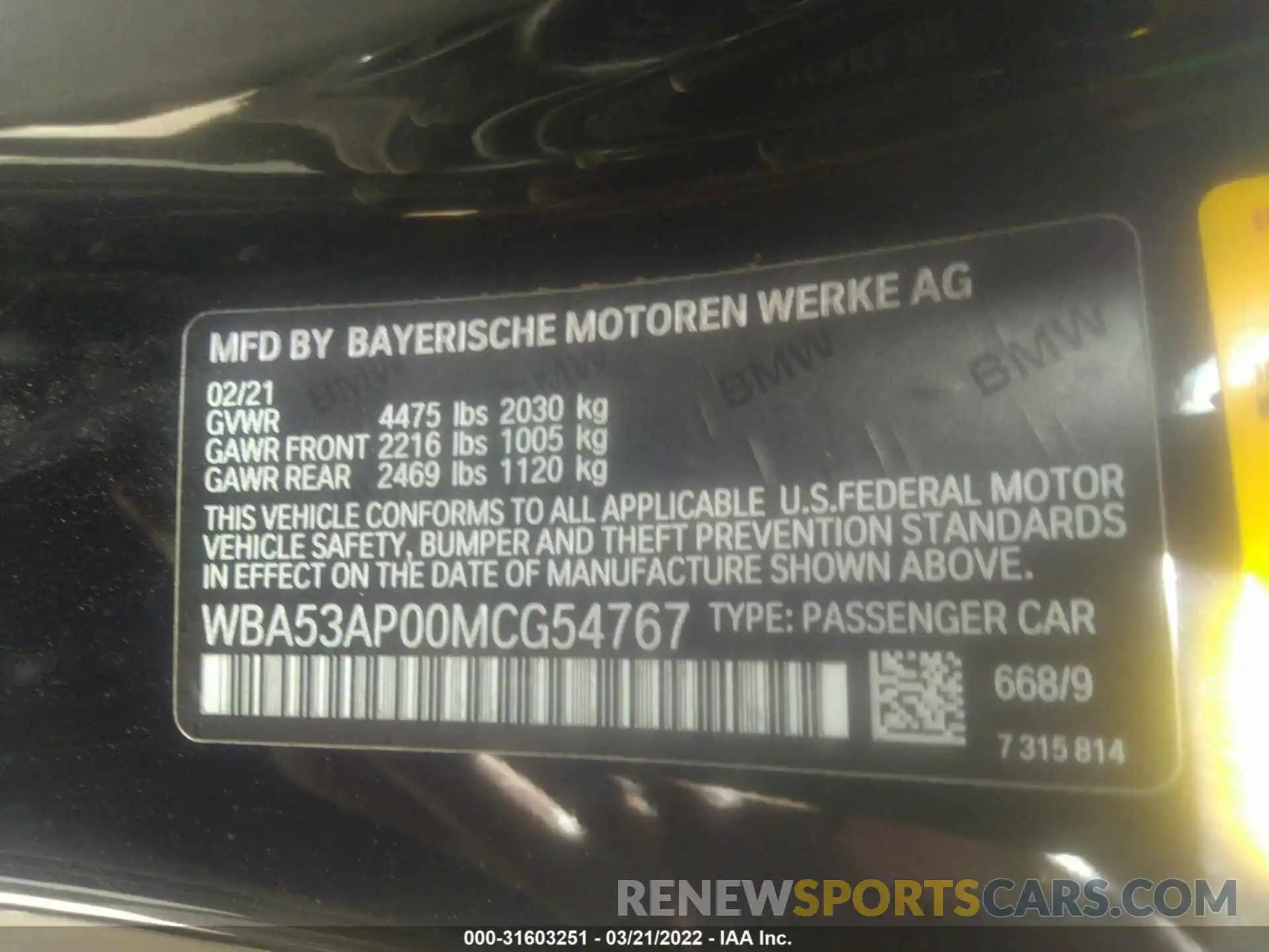 9 Фотография поврежденного автомобиля WBA53AP00MCG54767 BMW 4 SERIES 2021