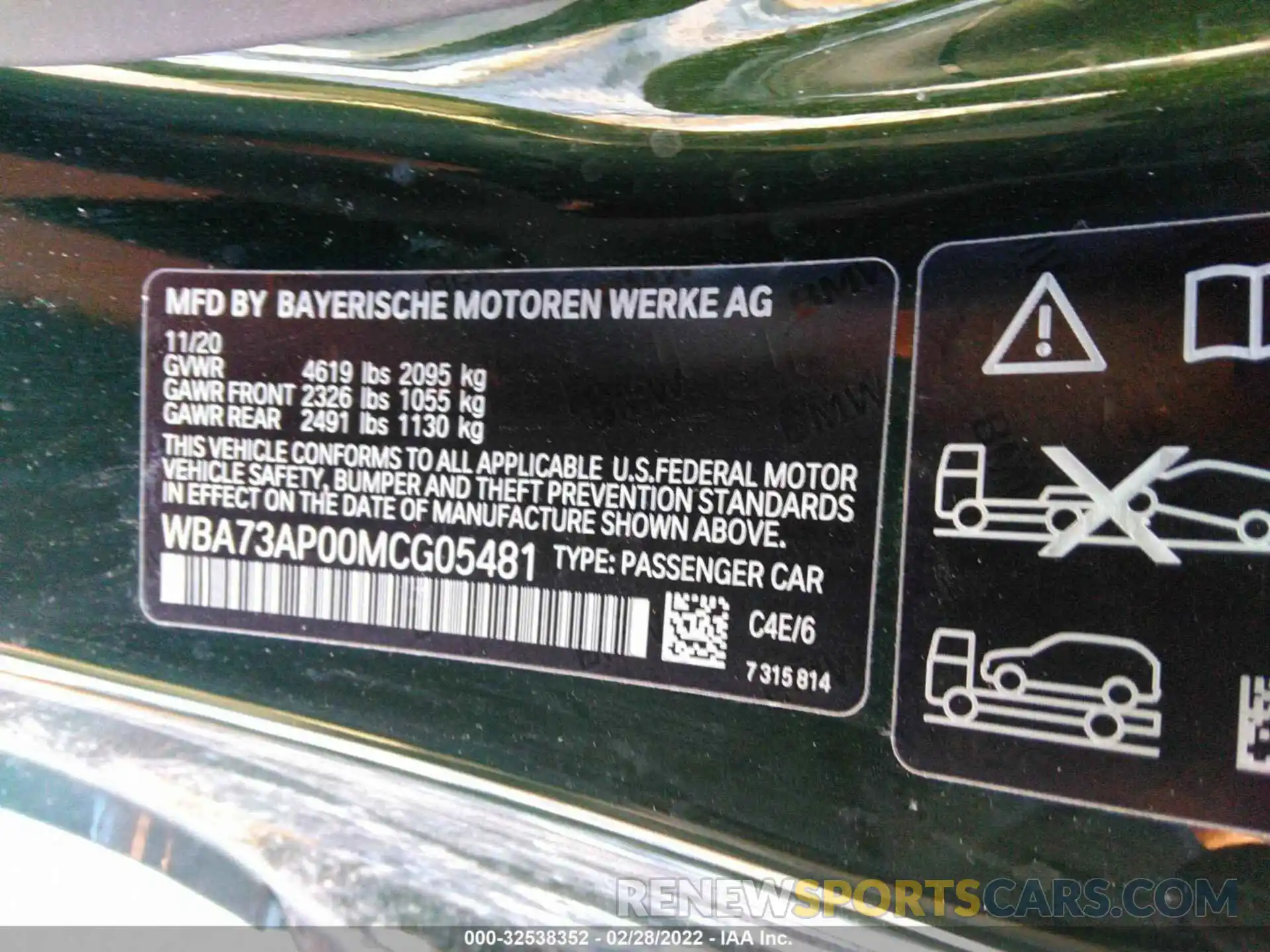 8 Фотография поврежденного автомобиля WBA73AP00MCG05481 BMW 4 SERIES 2021