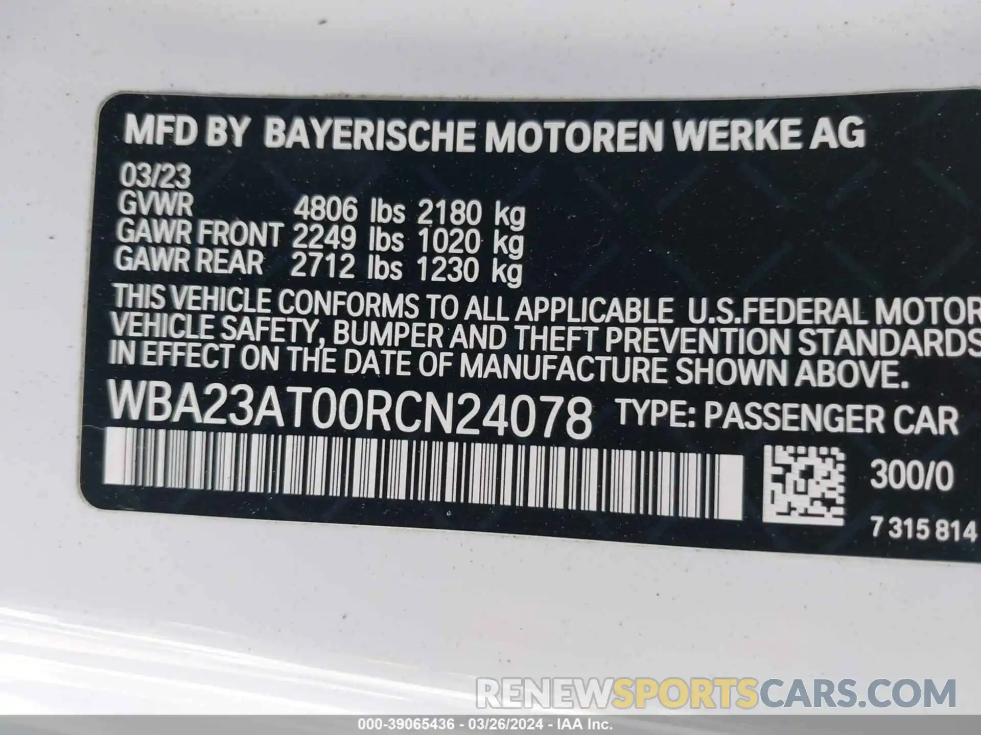 9 Photograph of a damaged car WBA23AT00RCN24078 BMW 4 SERIES 2024