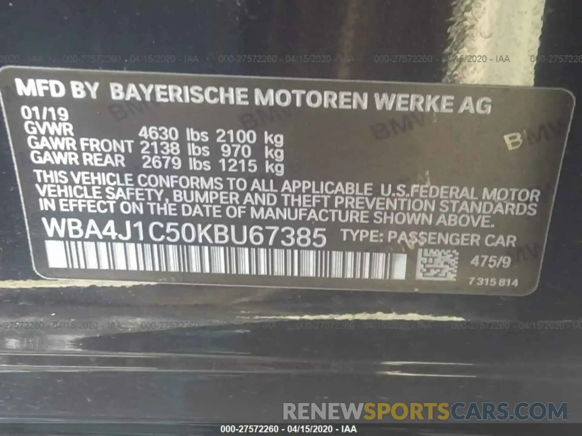 9 Photograph of a damaged car WBA4J1C50KBU67385 BMW 430I 2019