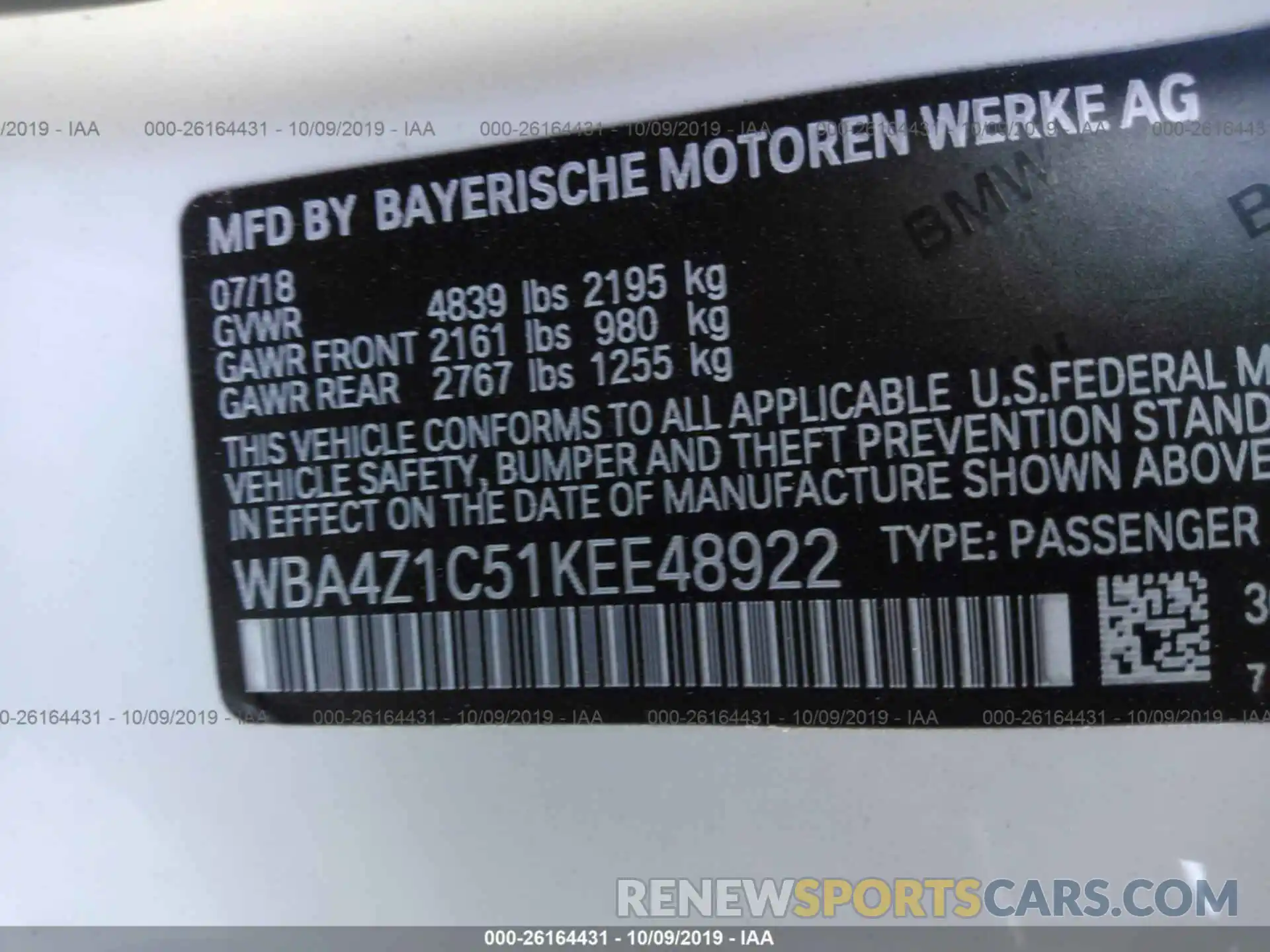 9 Photograph of a damaged car WBA4Z1C51KEE48922 BMW 430I 2019