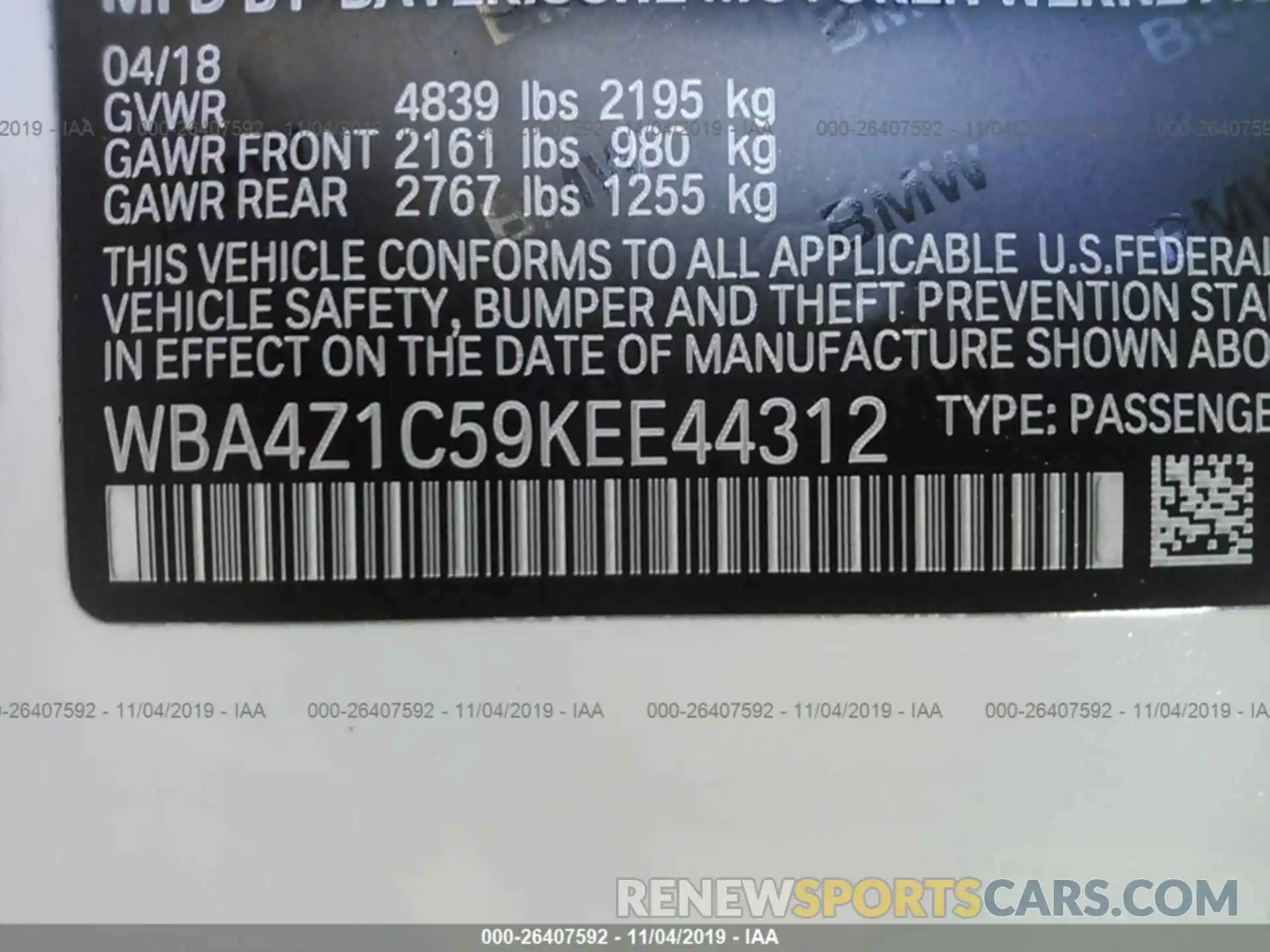 9 Фотография поврежденного автомобиля WBA4Z1C59KEE44312 BMW 430I 2019