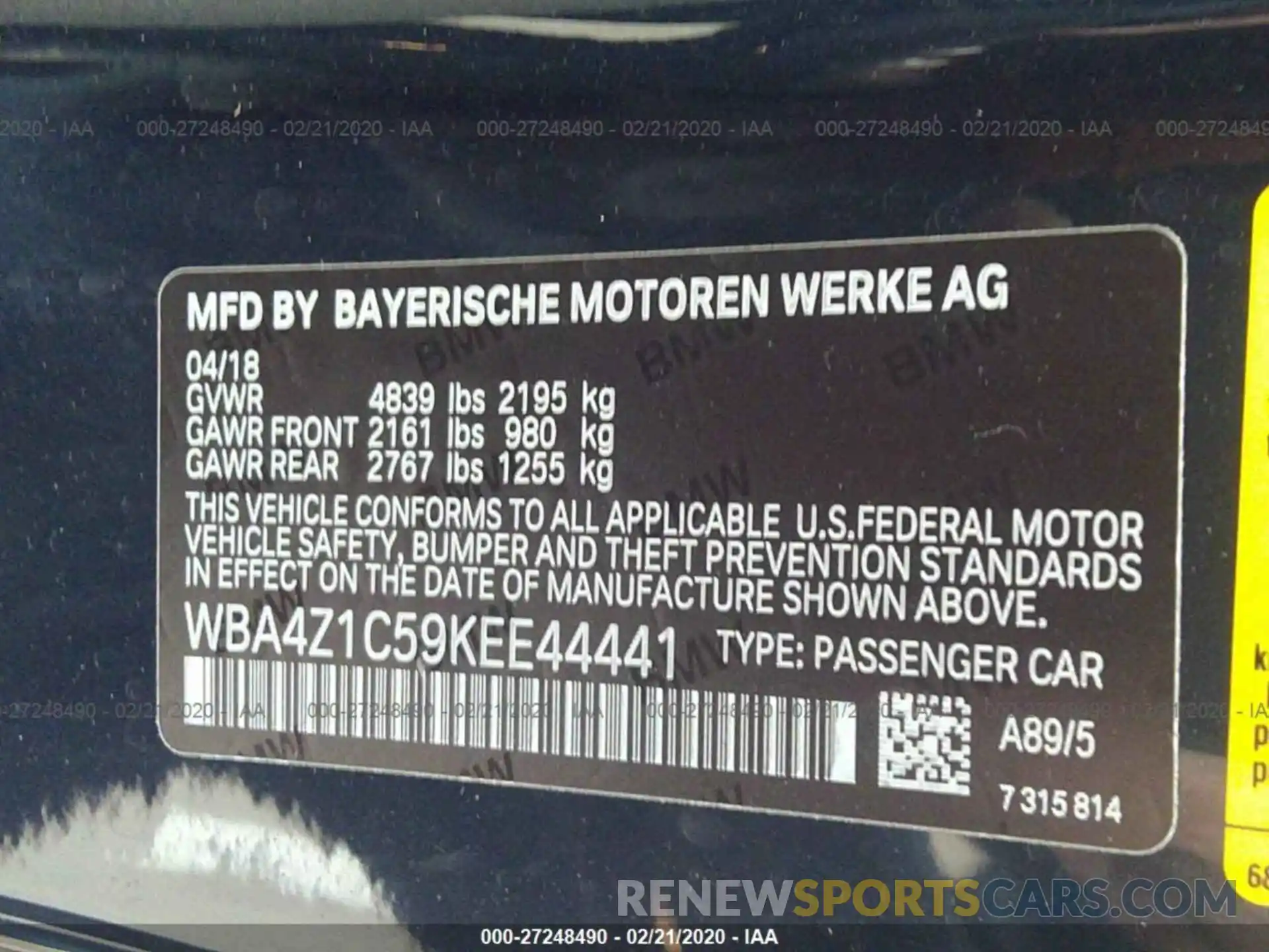 9 Photograph of a damaged car WBA4Z1C59KEE44441 BMW 430I 2019