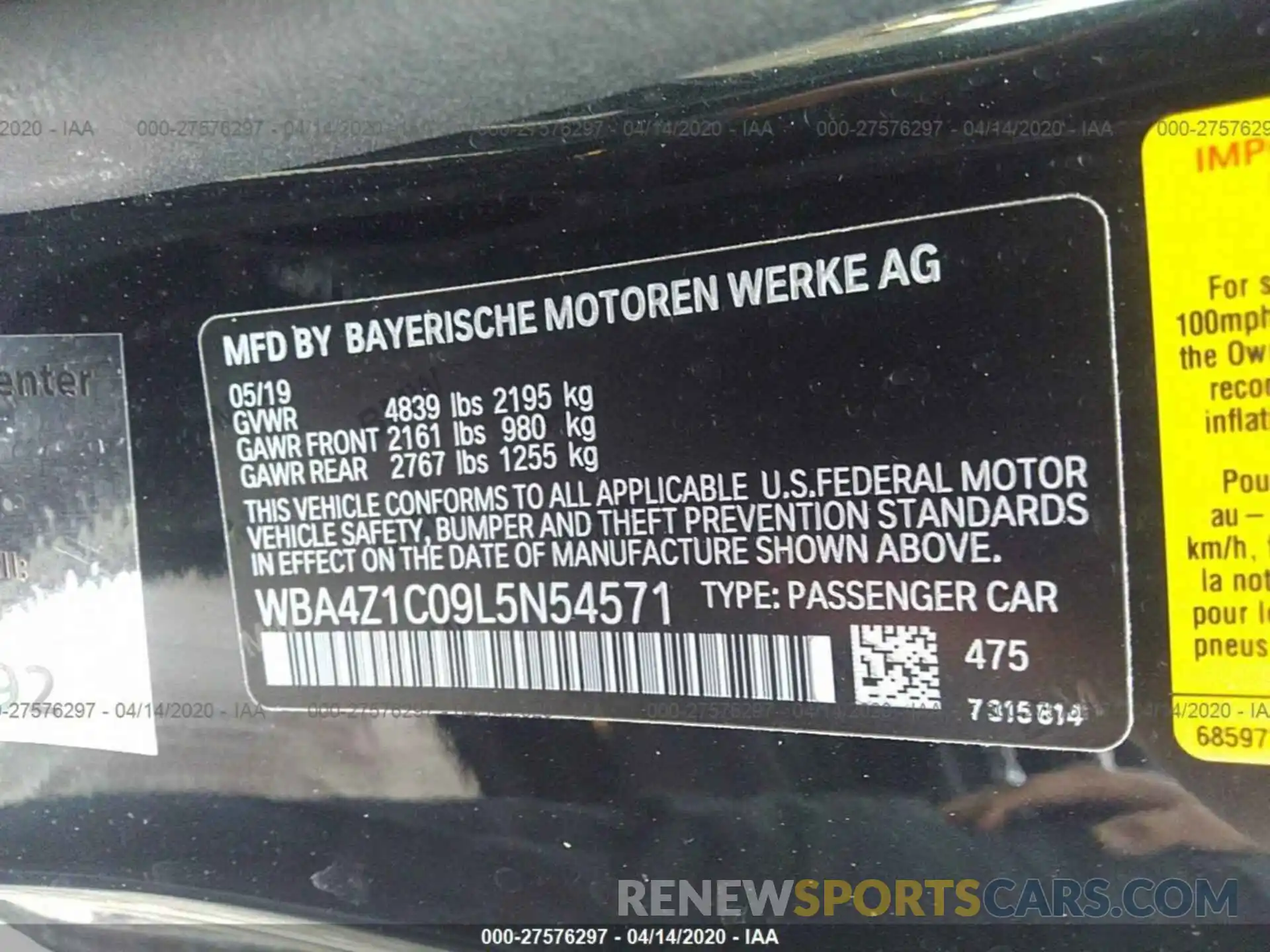 9 Photograph of a damaged car WBA4Z1C09L5N54571 BMW 430I 2020