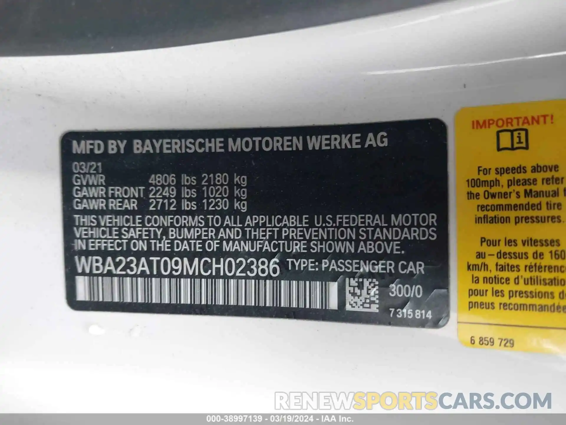 9 Фотография поврежденного автомобиля WBA23AT09MCH02386 BMW 430I 2021