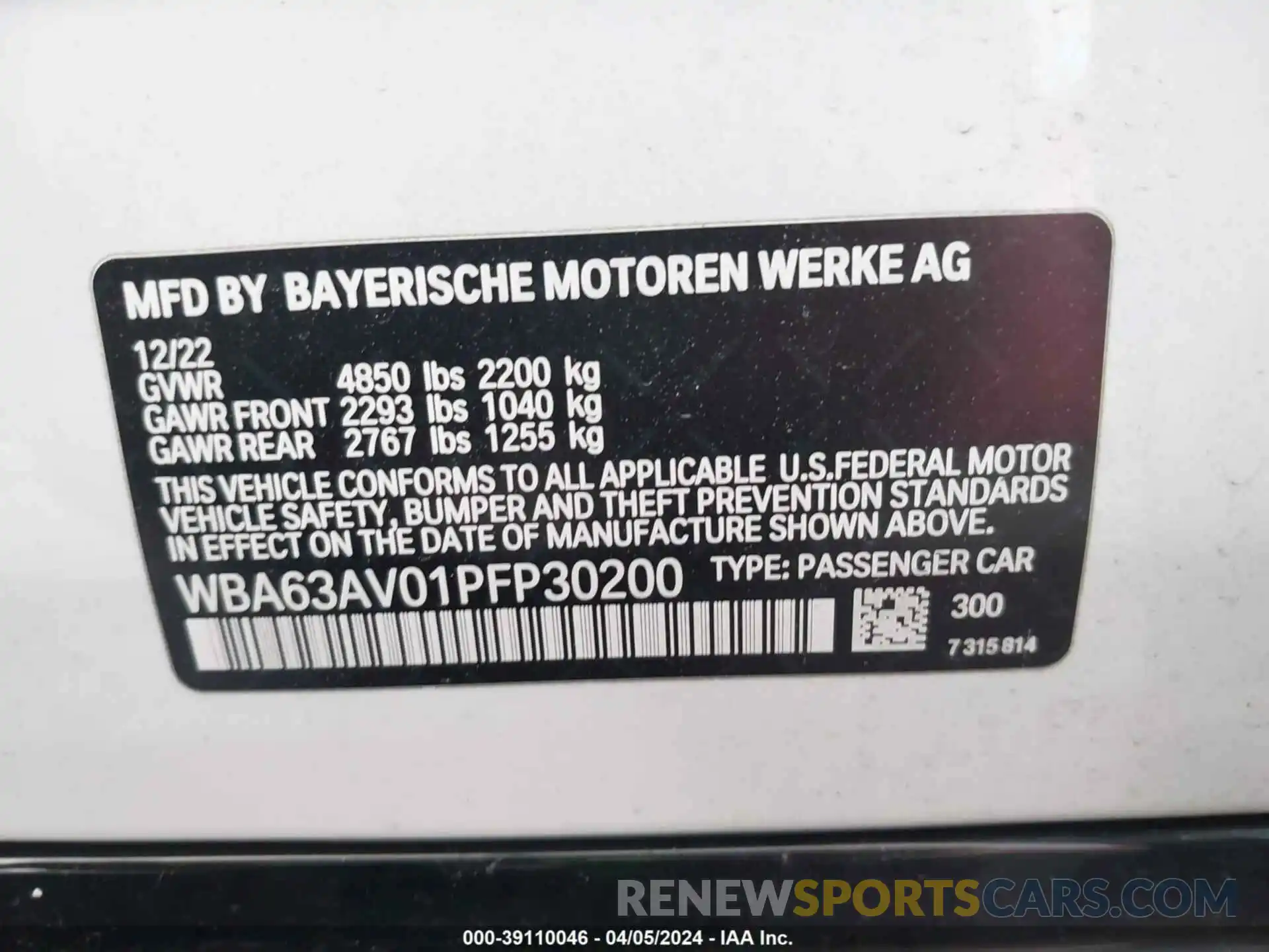 9 Фотография поврежденного автомобиля WBA63AV01PFP30200 BMW 430I 2023