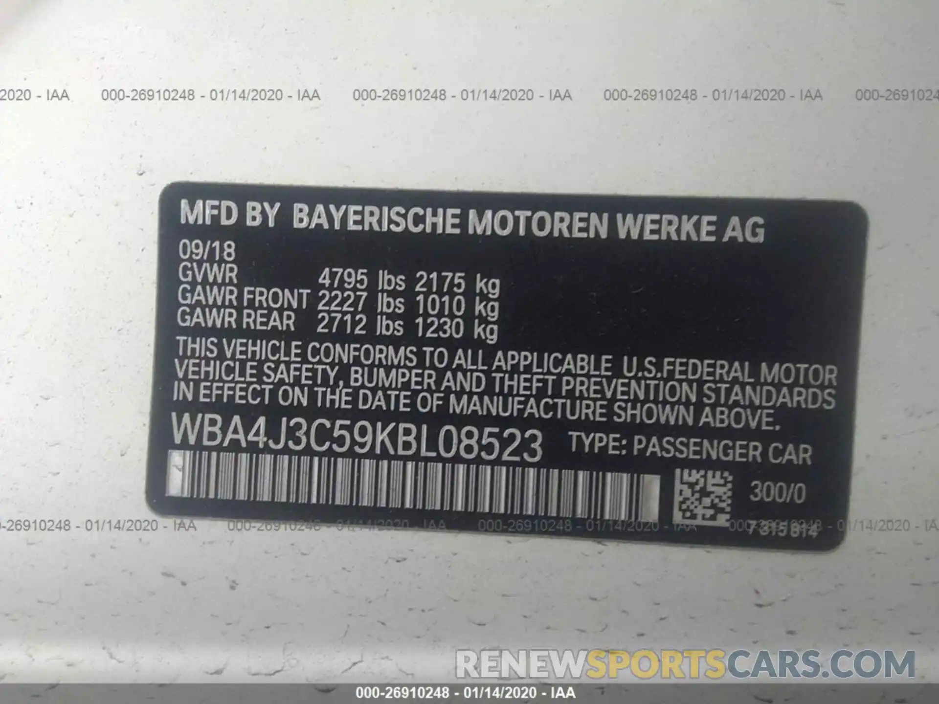 9 Photograph of a damaged car WBA4J3C59KBL08523 BMW 430XI 2019