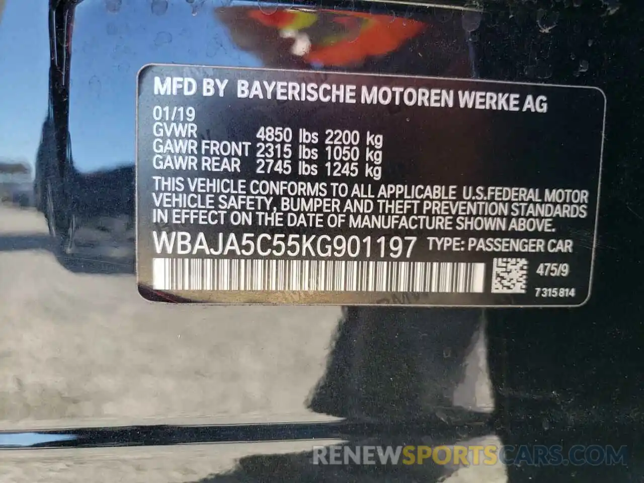 12 Photograph of a damaged car WBAJA5C55KG901197 BMW 5 SERIES 2019