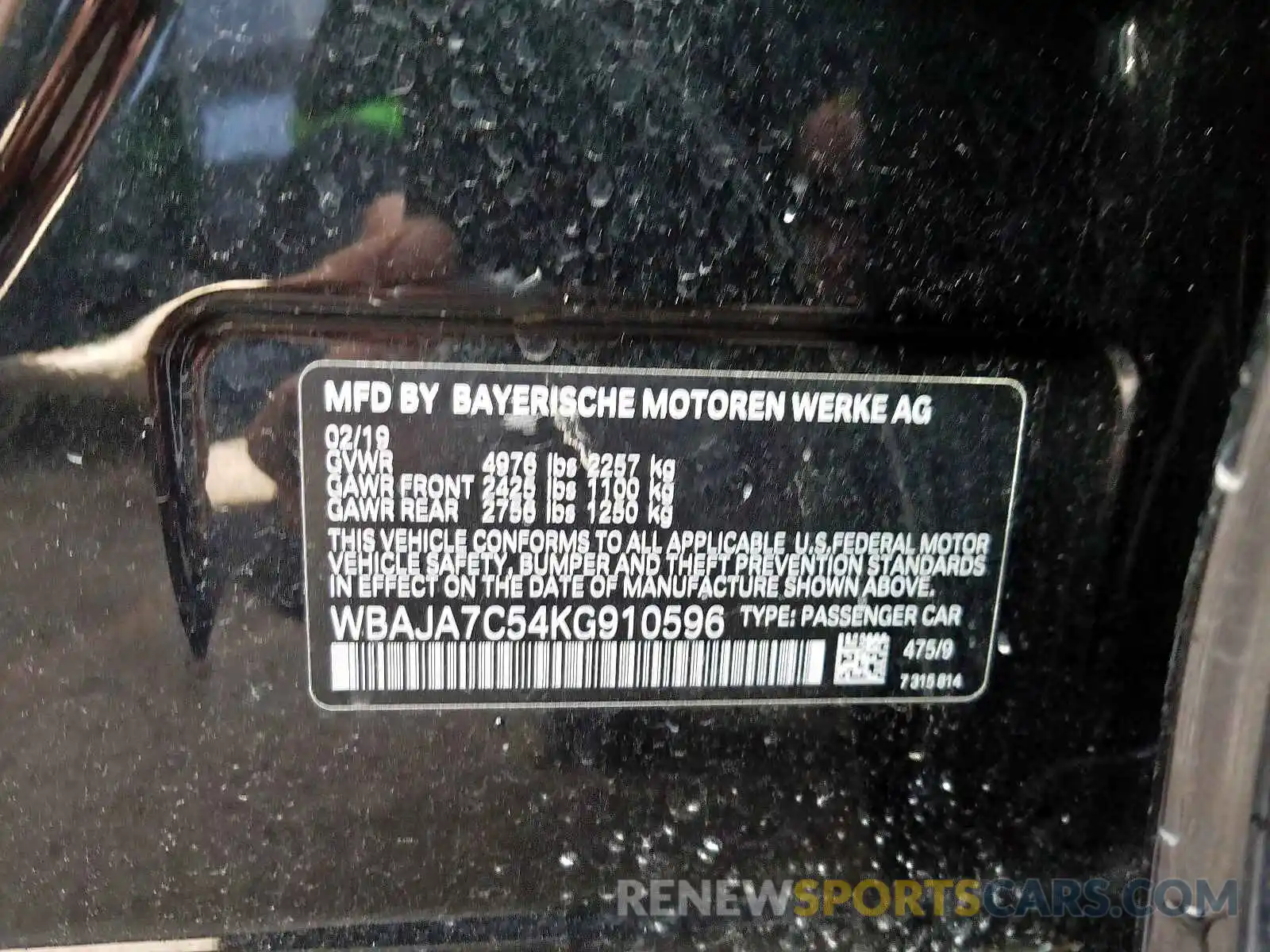 10 Photograph of a damaged car WBAJA7C54KG910596 BMW 5 SERIES 2019