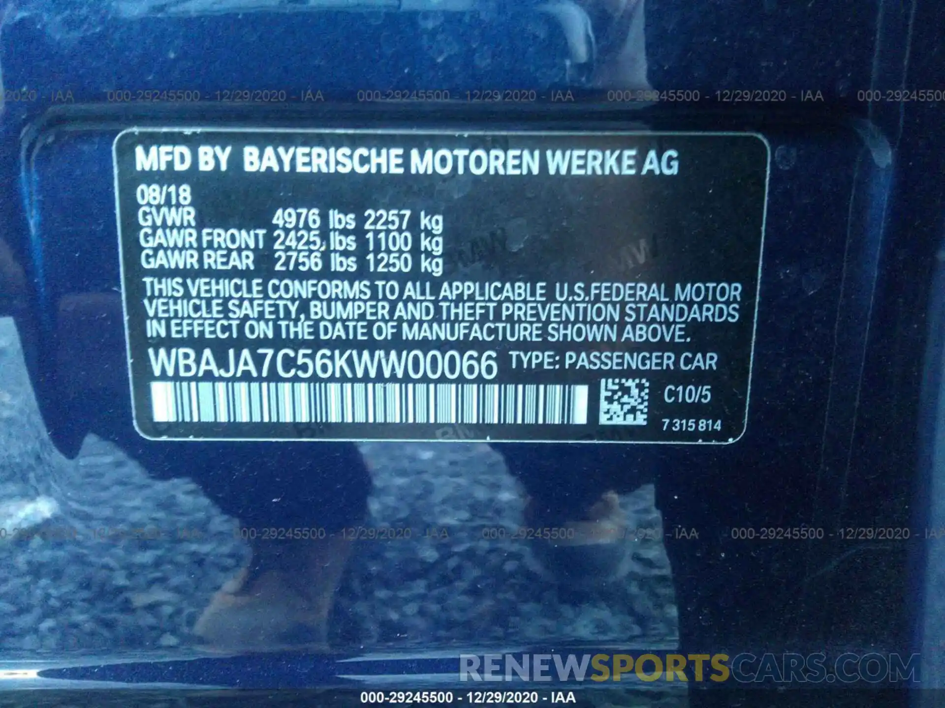 9 Photograph of a damaged car WBAJA7C56KWW00066 BMW 5 SERIES 2019