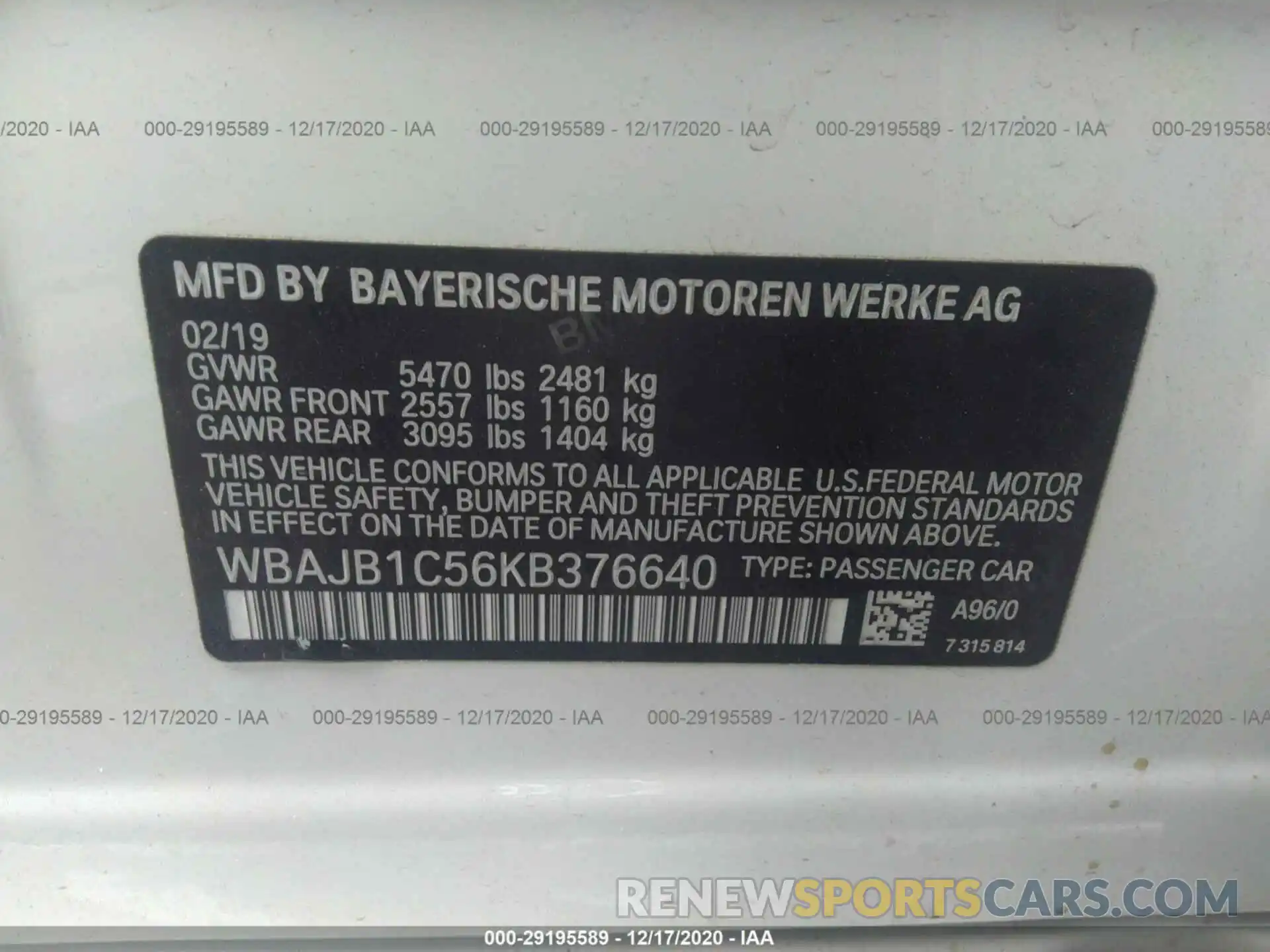 9 Photograph of a damaged car WBAJB1C56KB376640 BMW 5 SERIES 2019