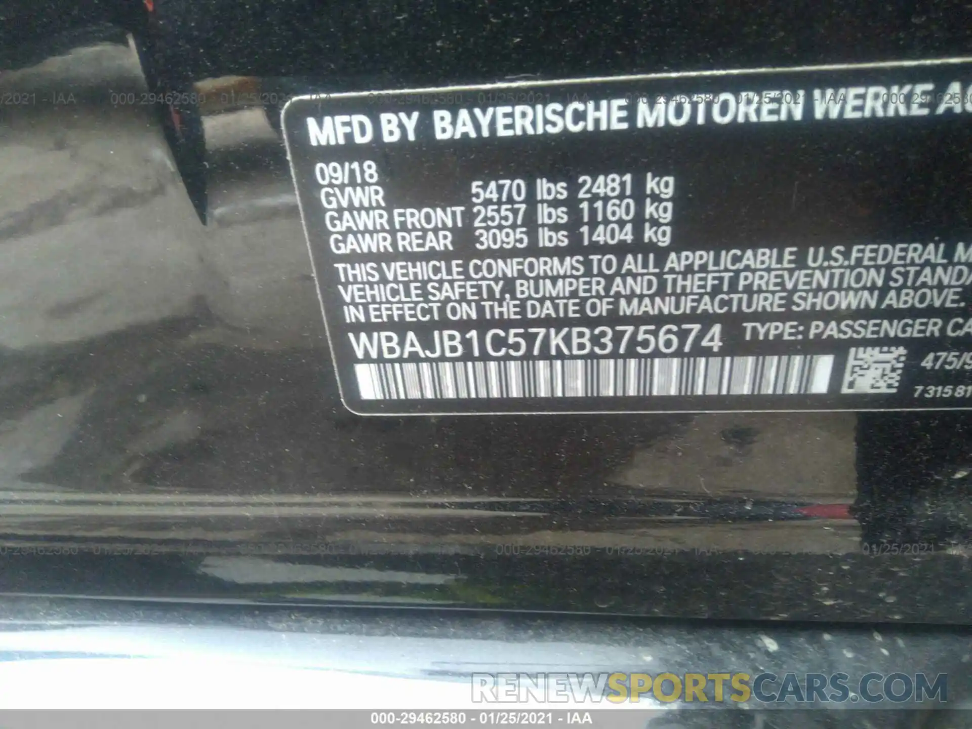 9 Photograph of a damaged car WBAJB1C57KB375674 BMW 5 SERIES 2019