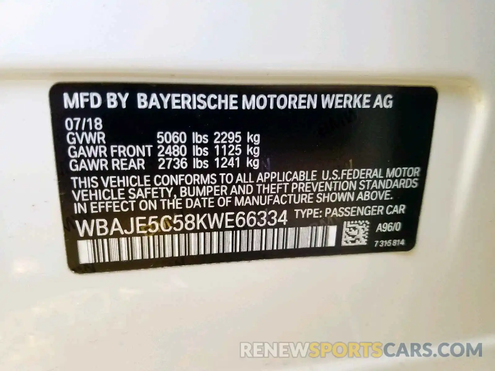 10 Фотография поврежденного автомобиля WBAJE5C58KWE66334 BMW 5 SERIES 2019