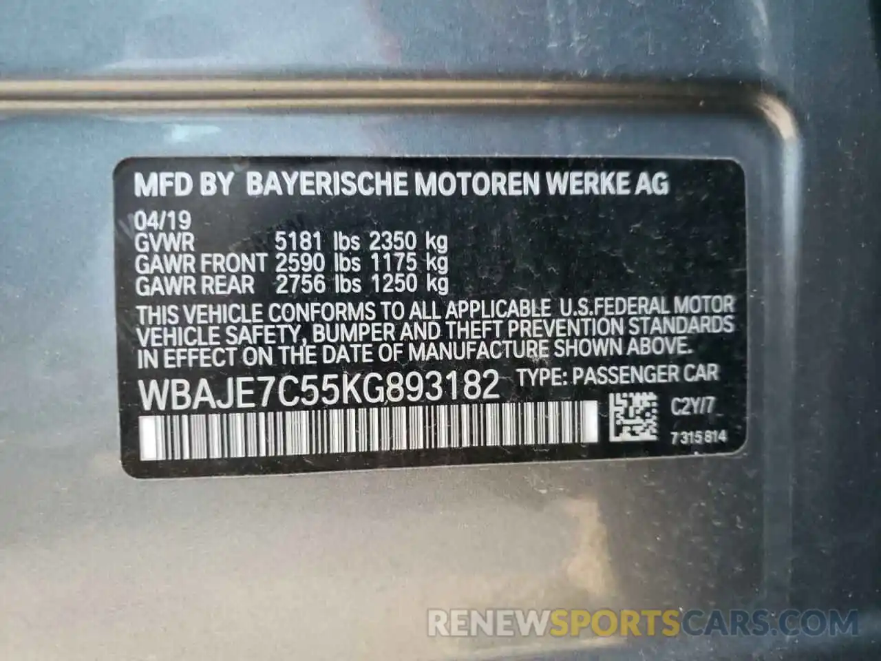 10 Photograph of a damaged car WBAJE7C55KG893182 BMW 5 SERIES 2019