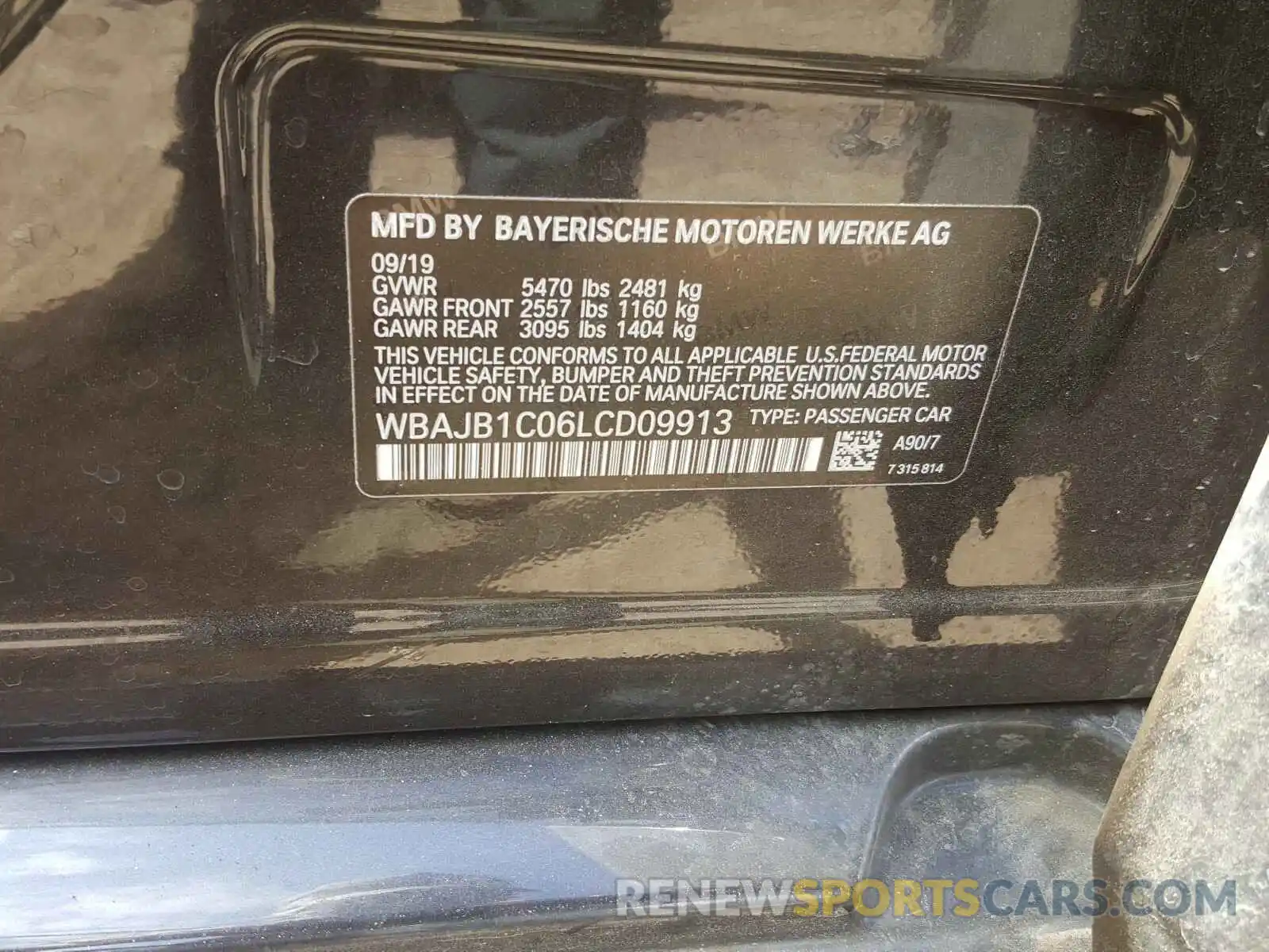 10 Фотография поврежденного автомобиля WBAJB1C06LCD09913 BMW 5 SERIES 2020