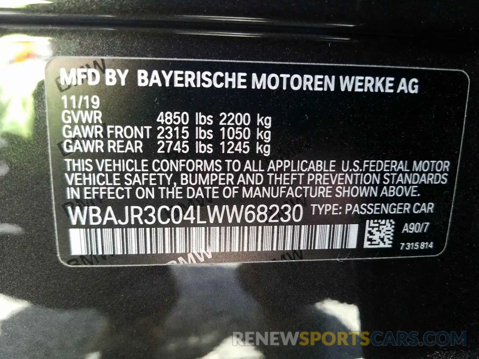 10 Фотография поврежденного автомобиля WBAJR3C04LWW68230 BMW 5 SERIES 2020