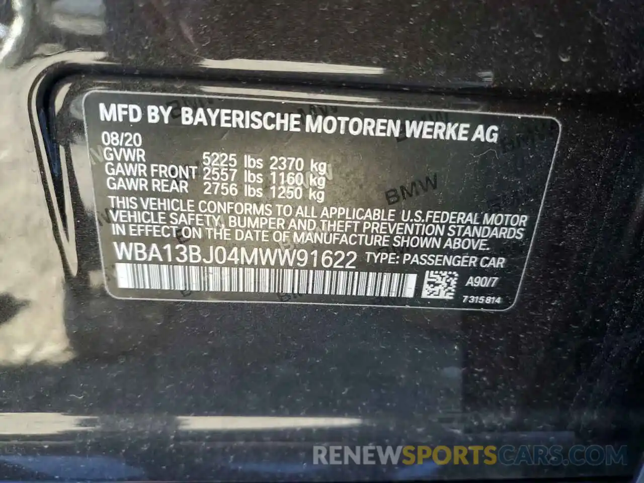 13 Photograph of a damaged car WBA13BJ04MWW91622 BMW 5 SERIES 2021