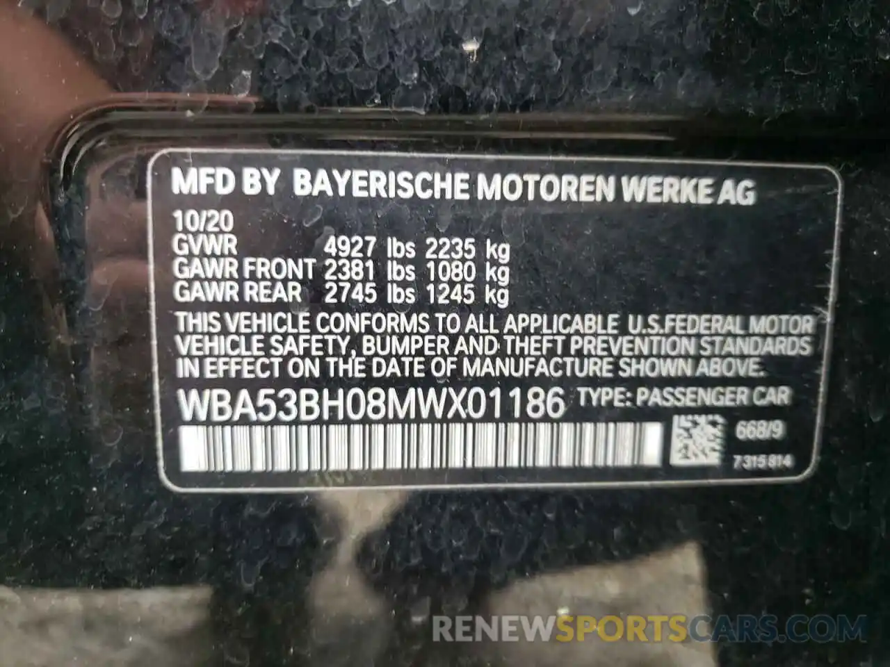 10 Фотография поврежденного автомобиля WBA53BH08MWX01186 BMW 5 SERIES 2021