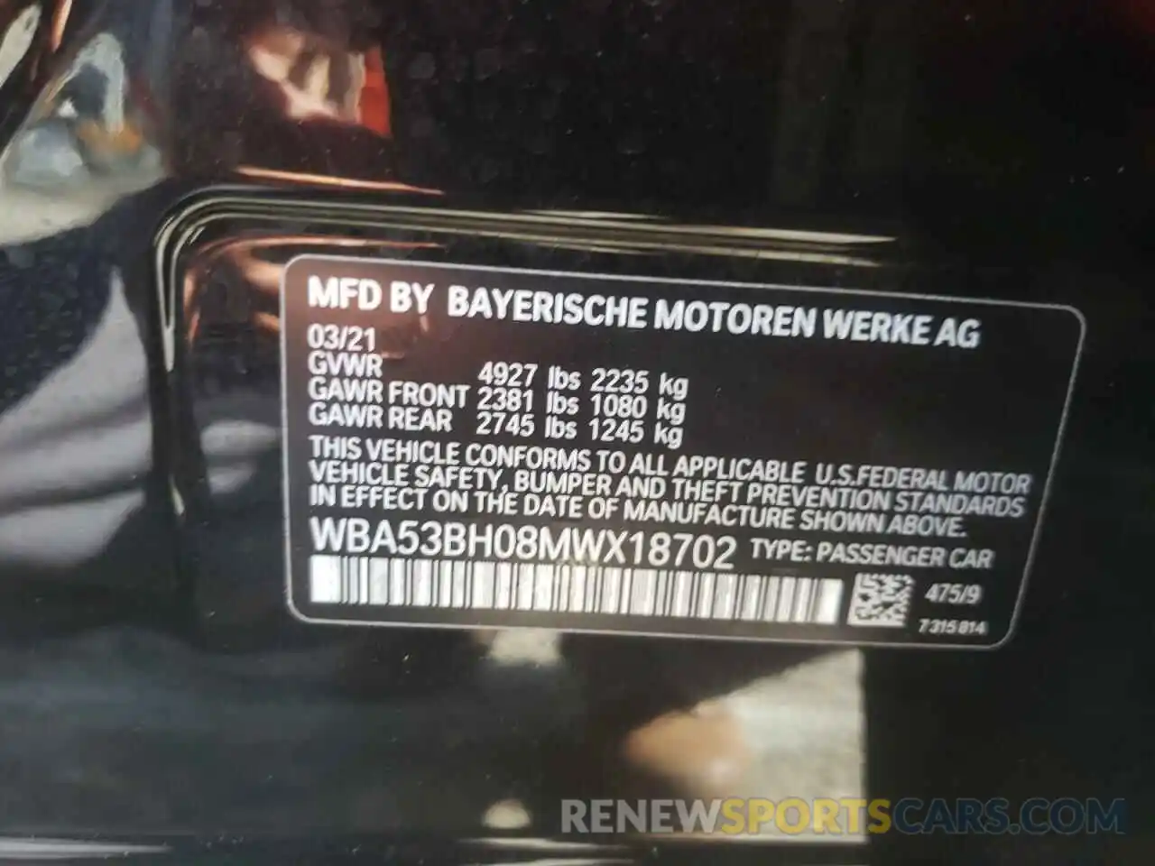 10 Фотография поврежденного автомобиля WBA53BH08MWX18702 BMW 5 SERIES 2021