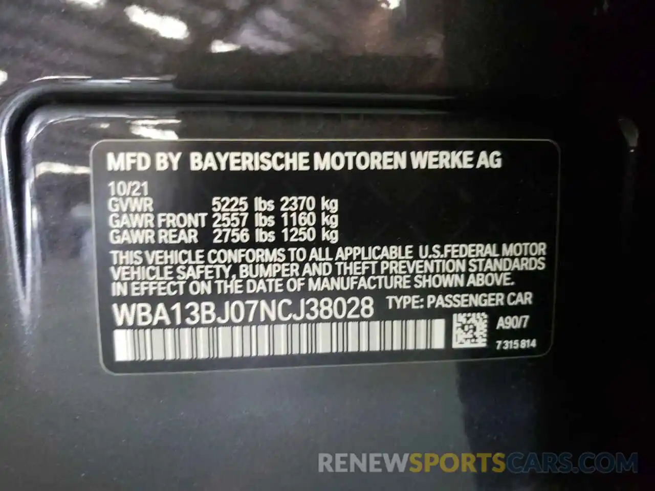 10 Фотография поврежденного автомобиля WBA13BJ07NCJ38028 BMW 5 SERIES 2022