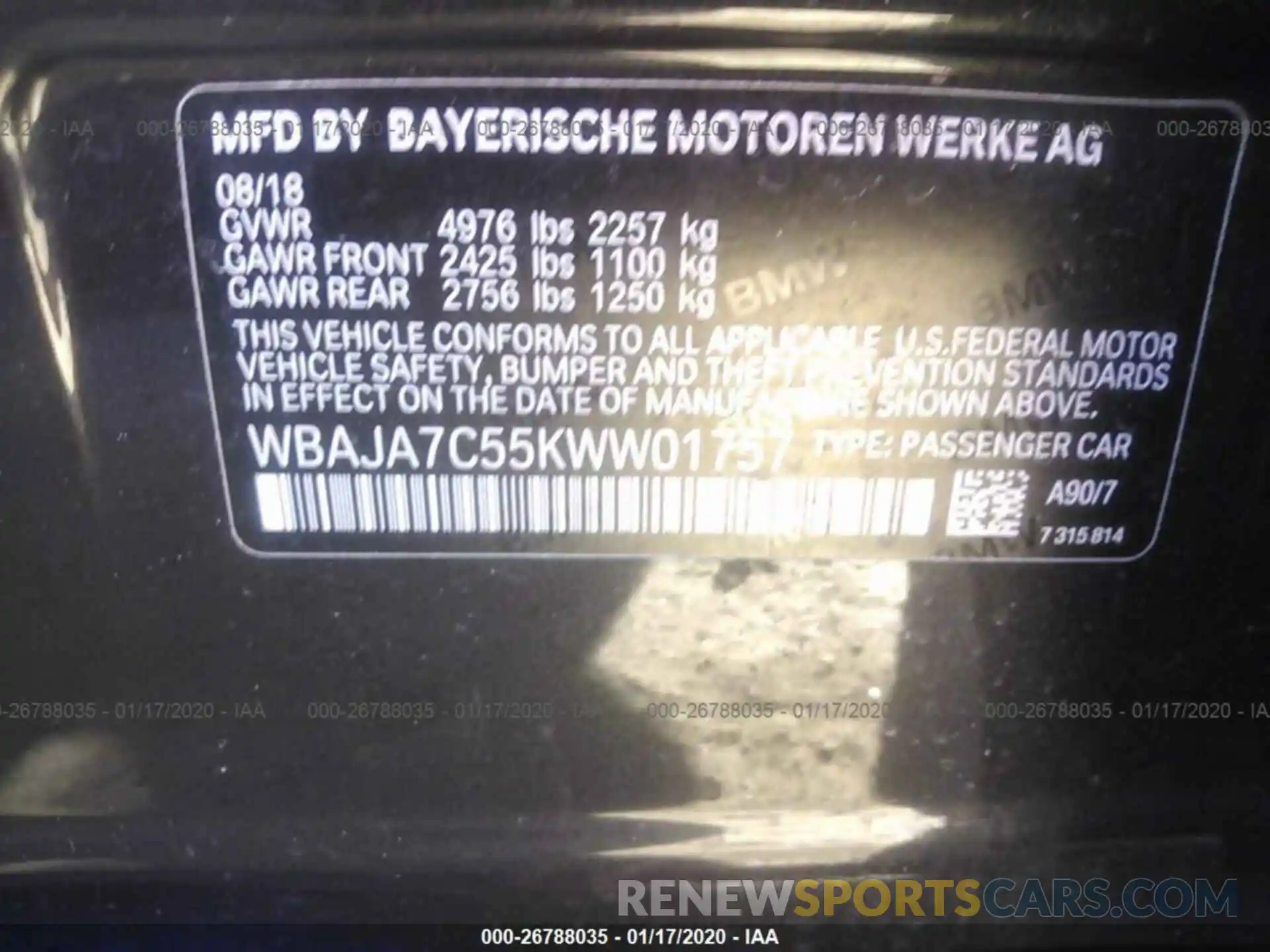 9 Фотография поврежденного автомобиля WBAJA7C55KWW01757 BMW 530 2019