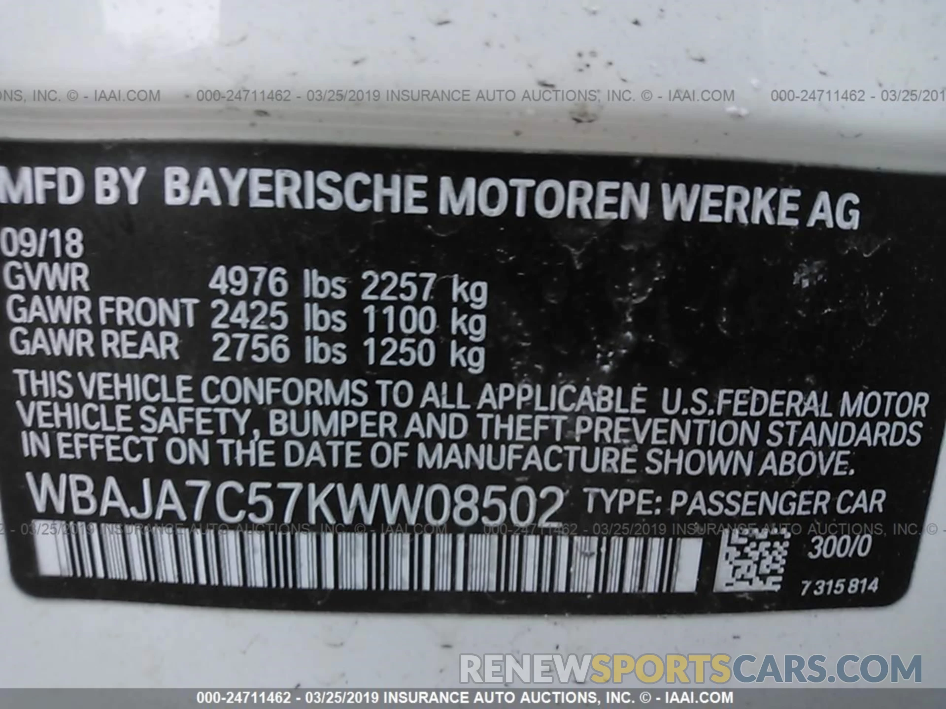 9 Фотография поврежденного автомобиля WBAJA7C57KWW08502 BMW 530 2019