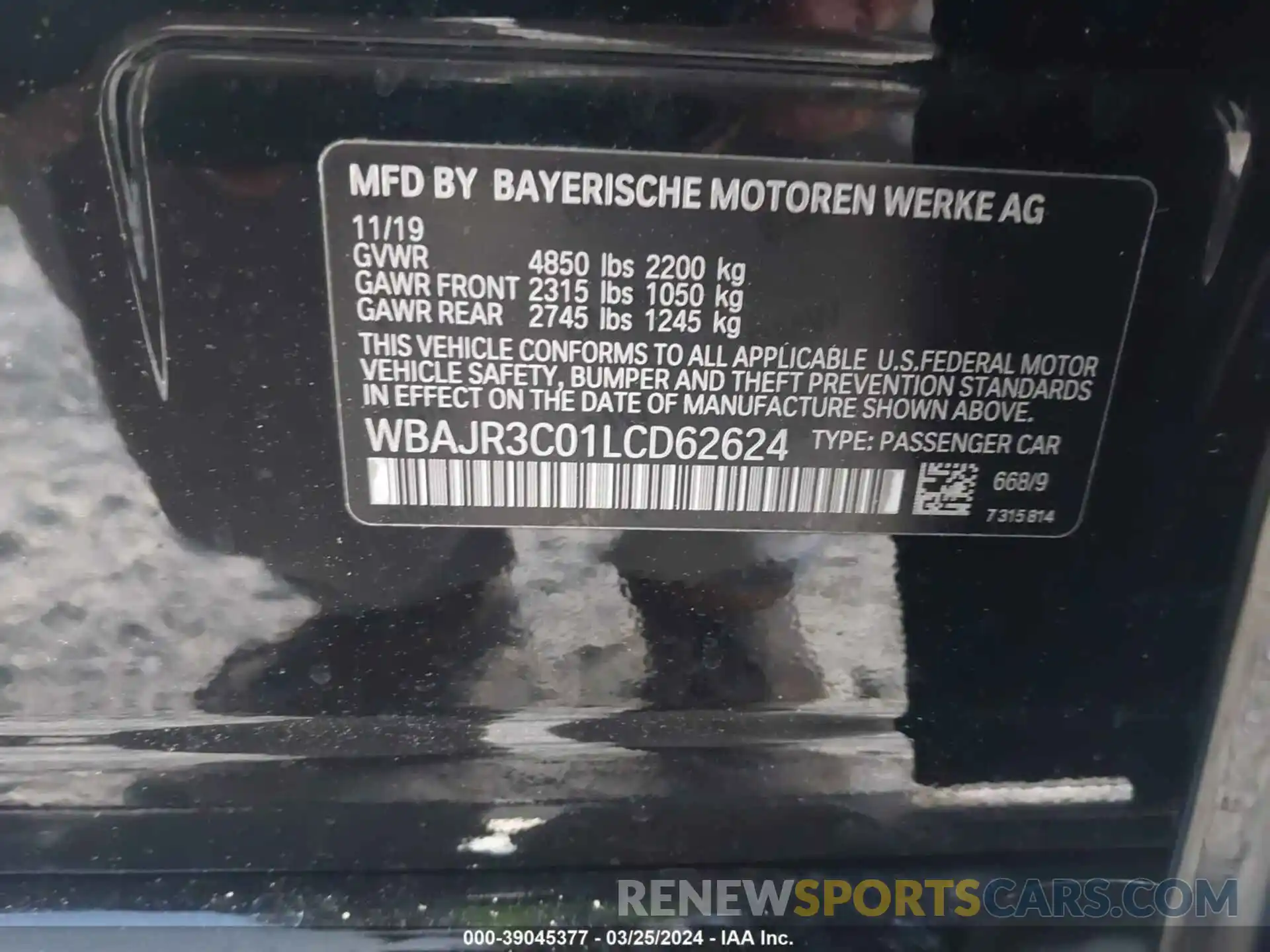 9 Фотография поврежденного автомобиля WBAJR3C01LCD62624 BMW 530 2020