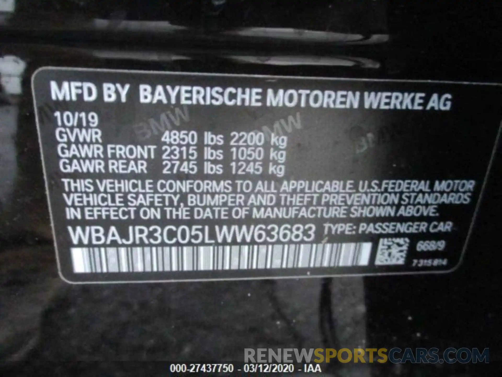 3 Photograph of a damaged car WBAJR3C05LWW63683 BMW 530 2020