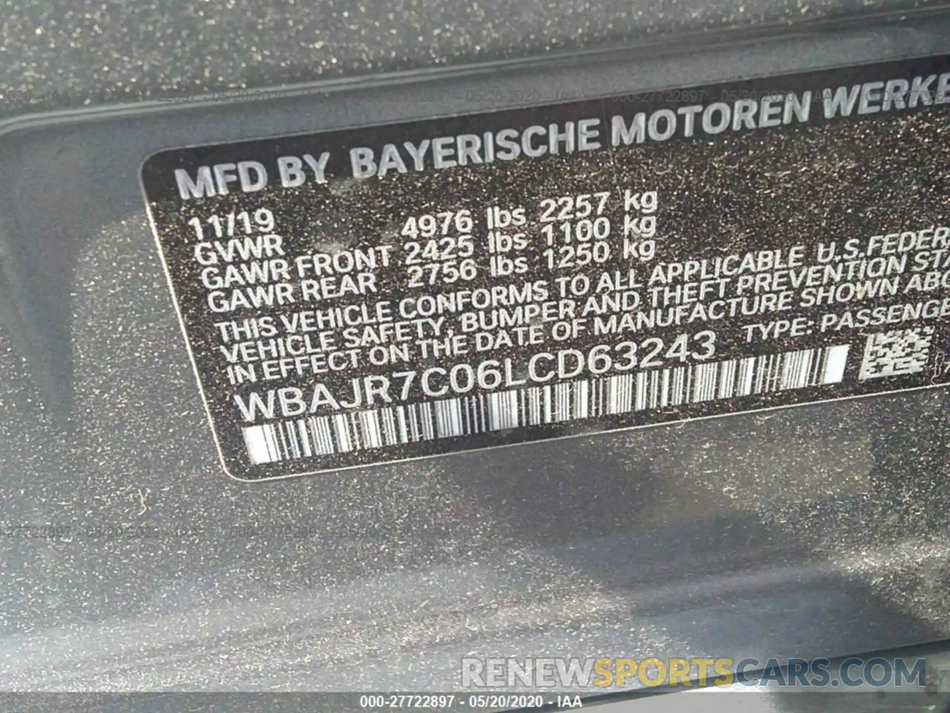 9 Фотография поврежденного автомобиля WBAJR7C06LCD63243 BMW 530 2020