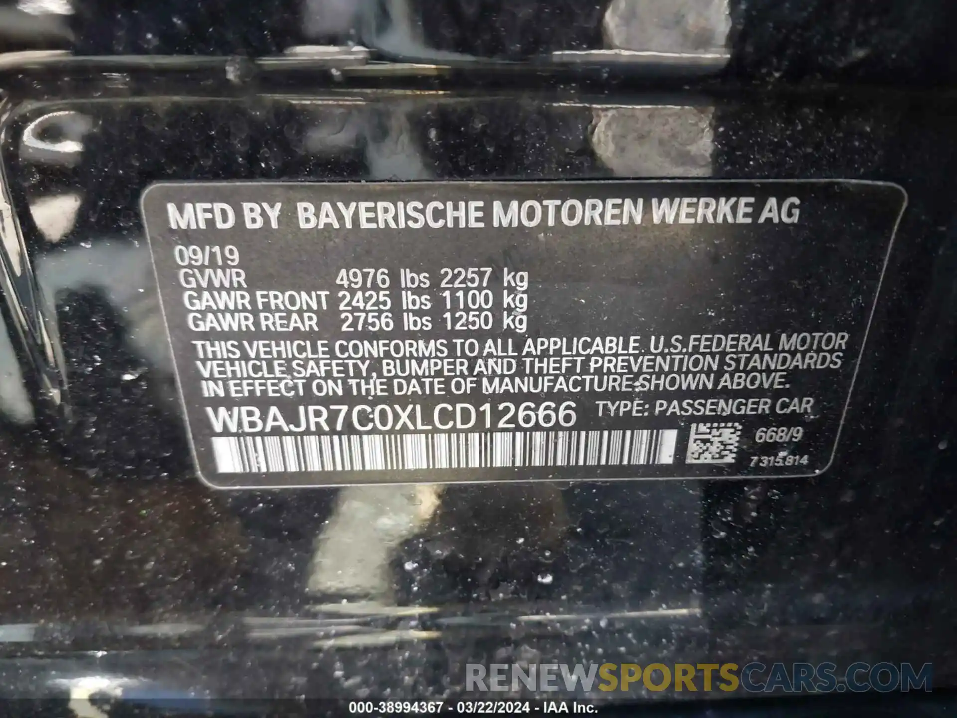 9 Фотография поврежденного автомобиля WBAJR7C0XLCD12666 BMW 530I 2020