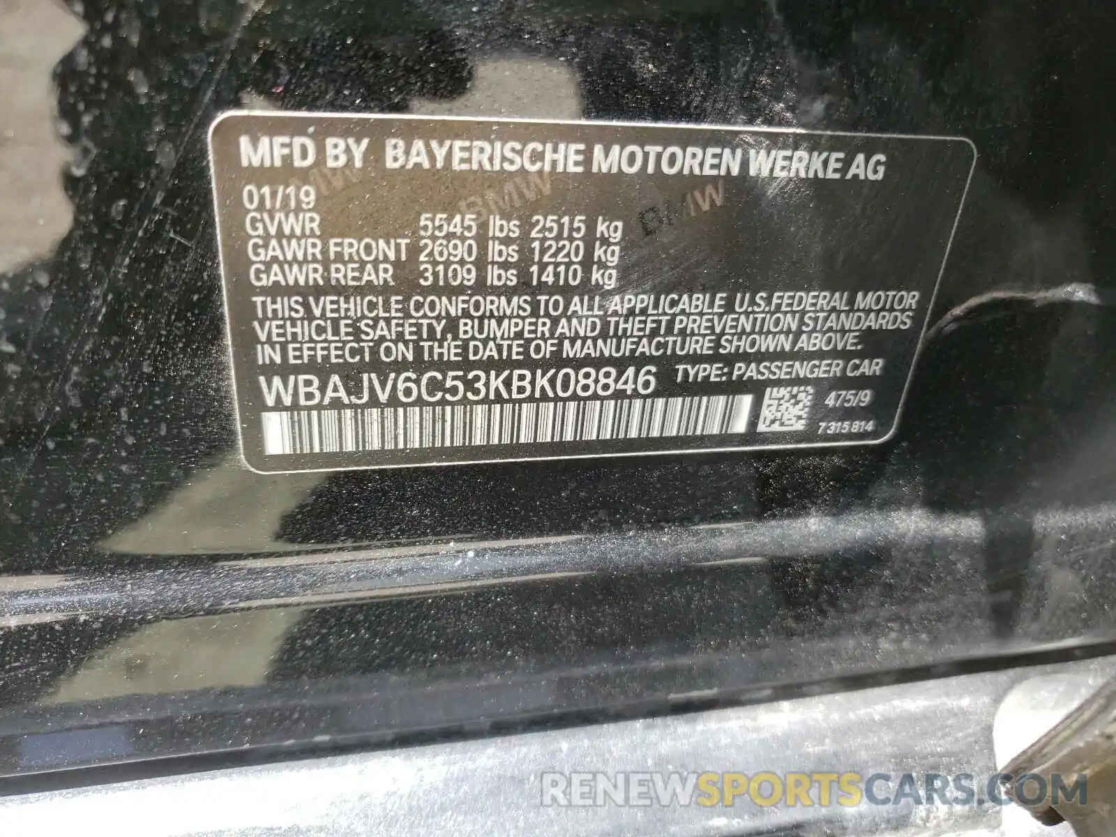 10 Photograph of a damaged car WBAJV6C53KBK08846 BMW 6 SERIES 2019