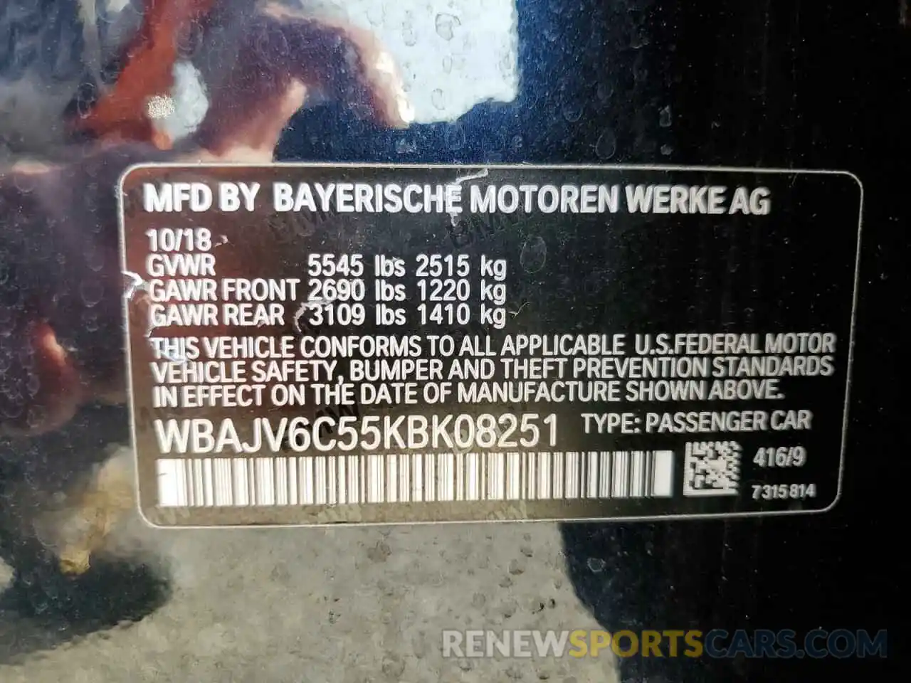 12 Фотография поврежденного автомобиля WBAJV6C55KBK08251 BMW 6 SERIES 2019