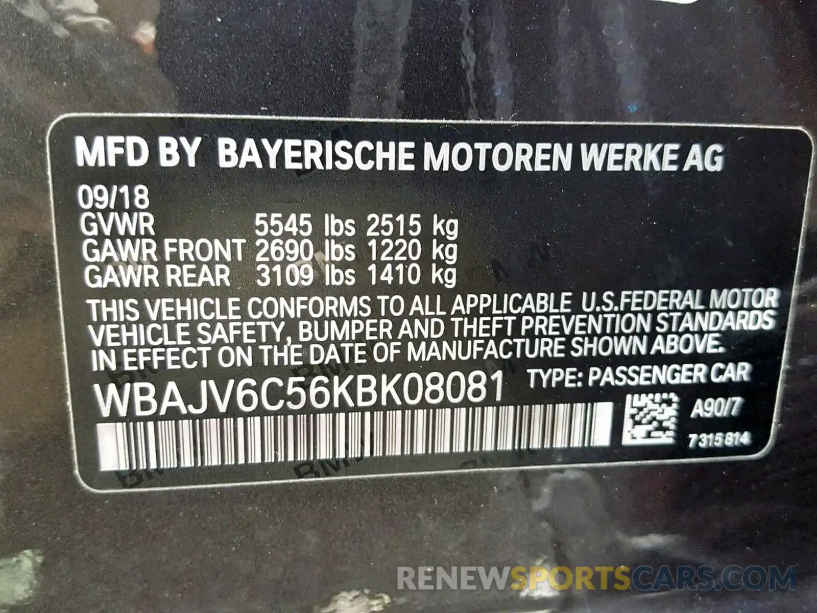 10 Фотография поврежденного автомобиля WBAJV6C56KBK08081 BMW 6 SERIES 2019