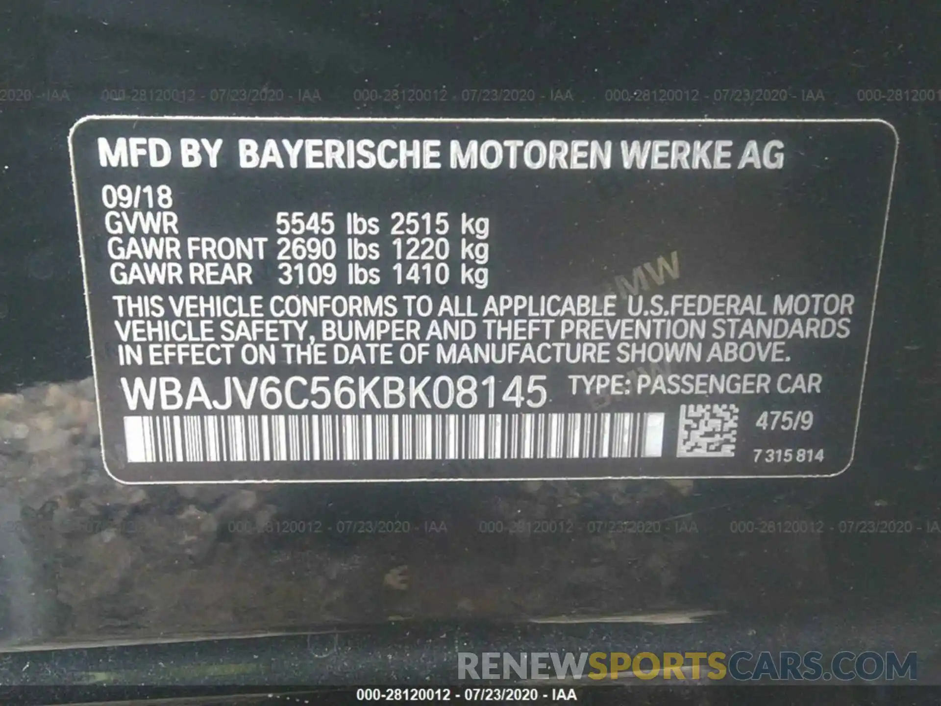 9 Photograph of a damaged car WBAJV6C56KBK08145 BMW 6 SERIES 2019